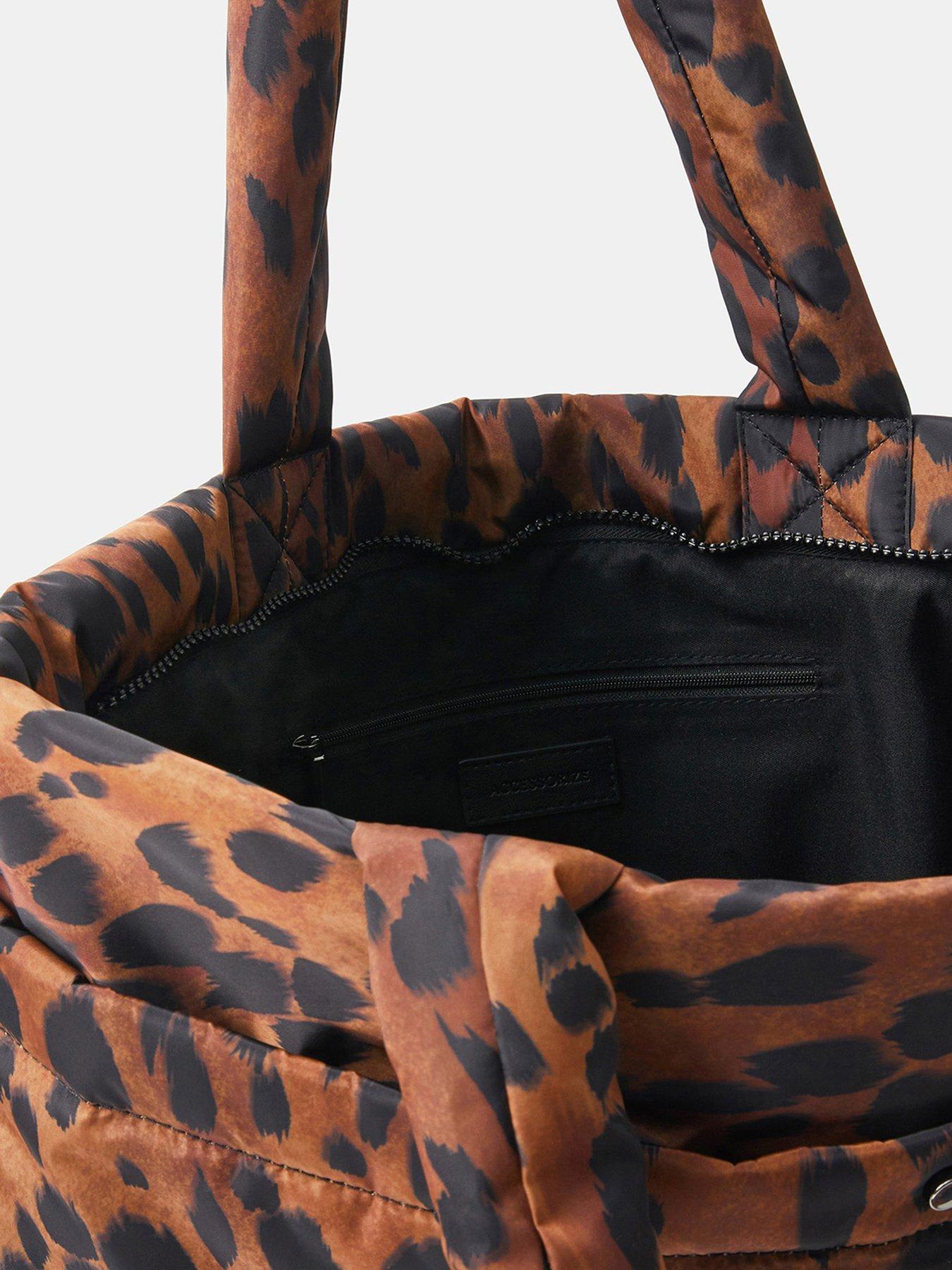 Image 5 of 5 of Accessorize Animal Print Quilted Shopper Bag - Brown