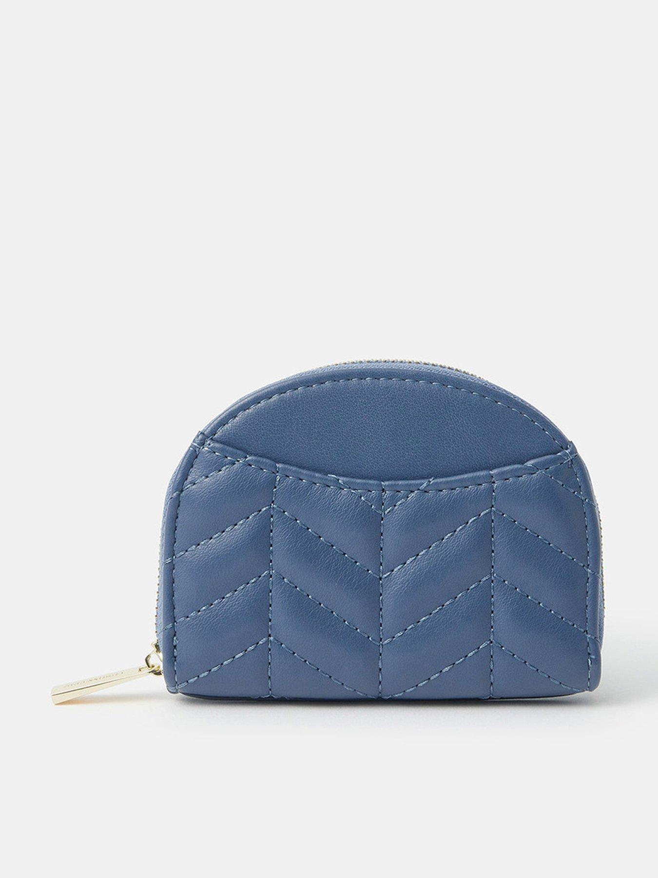 undefined Chevron Quilted Crescent Purse - Blue