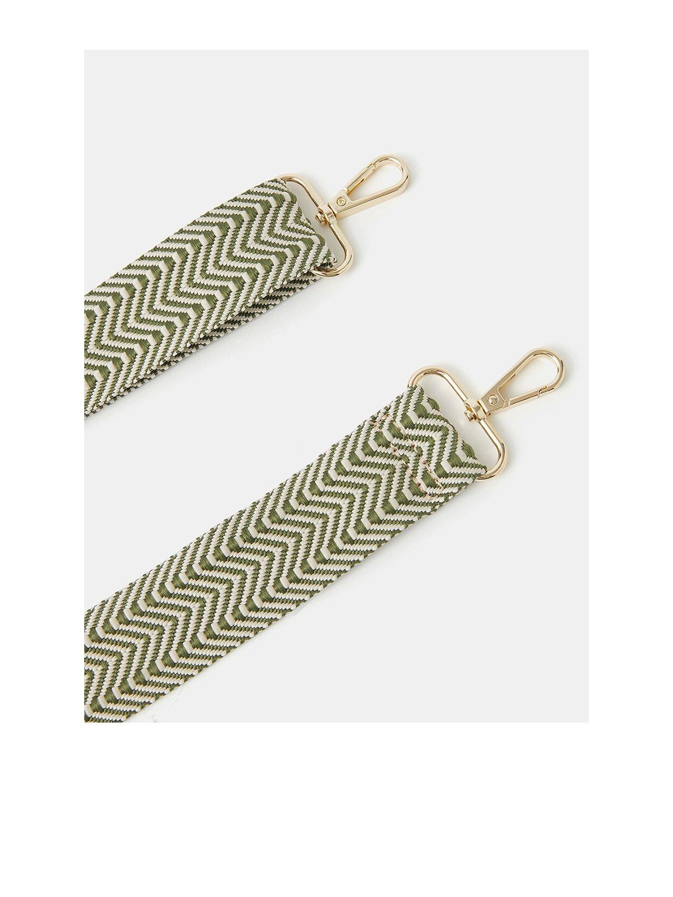 Image 3 of 3 of Accessorize Small Chevron Webbing Bag Strap - Green