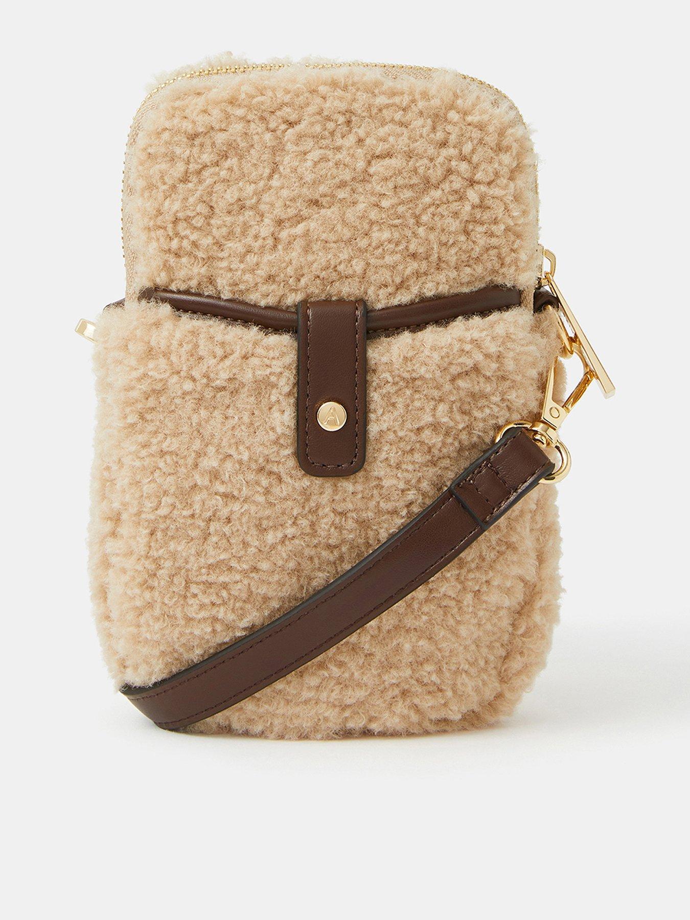 undefined Borg Phone Bag - Cream