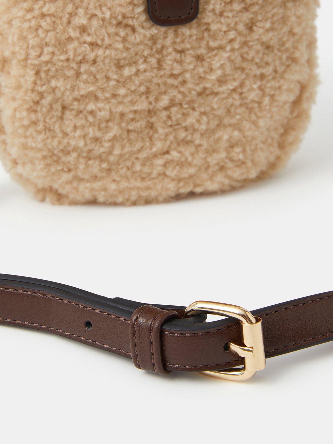 Image 3 of 4 of Accessorize Borg Phone Bag - Cream