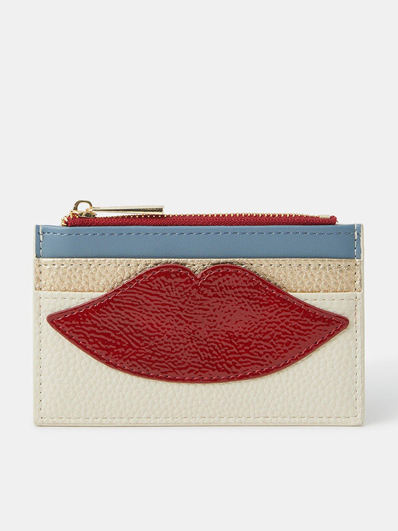 Image 1 of 3 of Accessorize Lips Colourblock Card Holder - Red