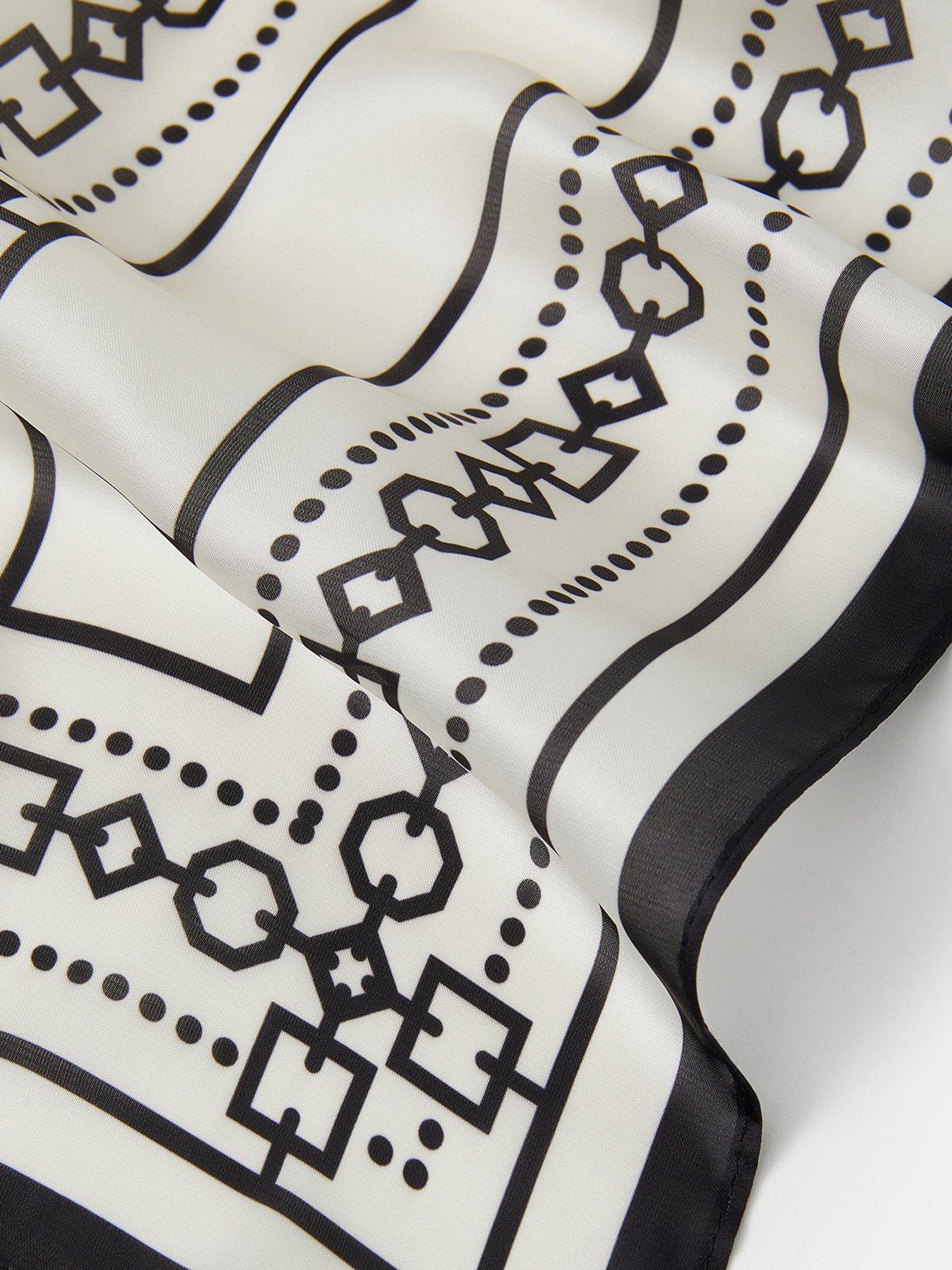 Image 3 of 3 of Accessorize Monochrome Chain Print Satin Scarf - Cream