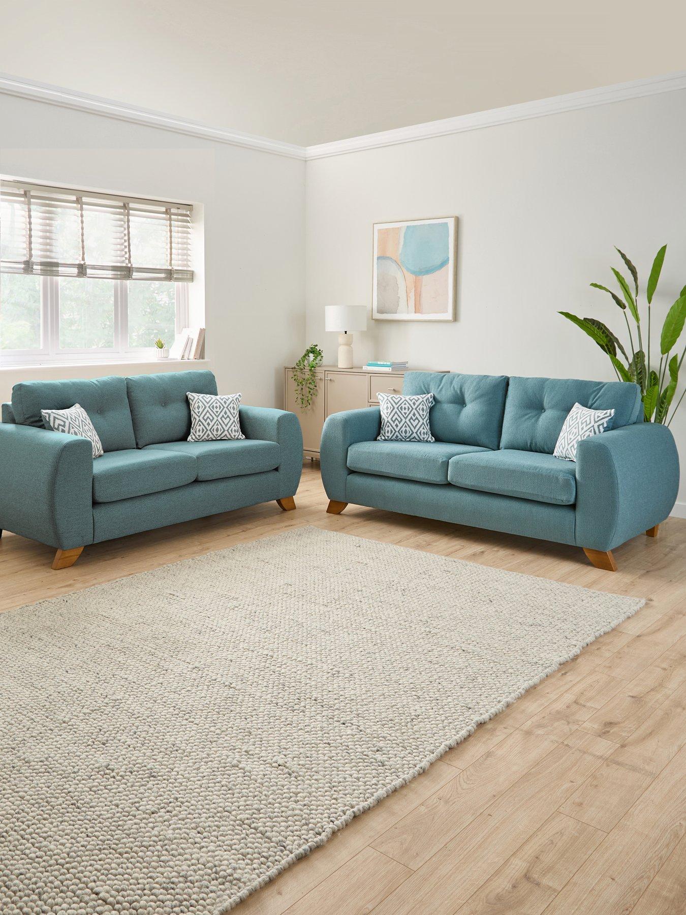 undefined Prent 3 + 2 Seater Fabric Sofa Set (Buy  &  SAVE!) - Teal - Made to order in the UK