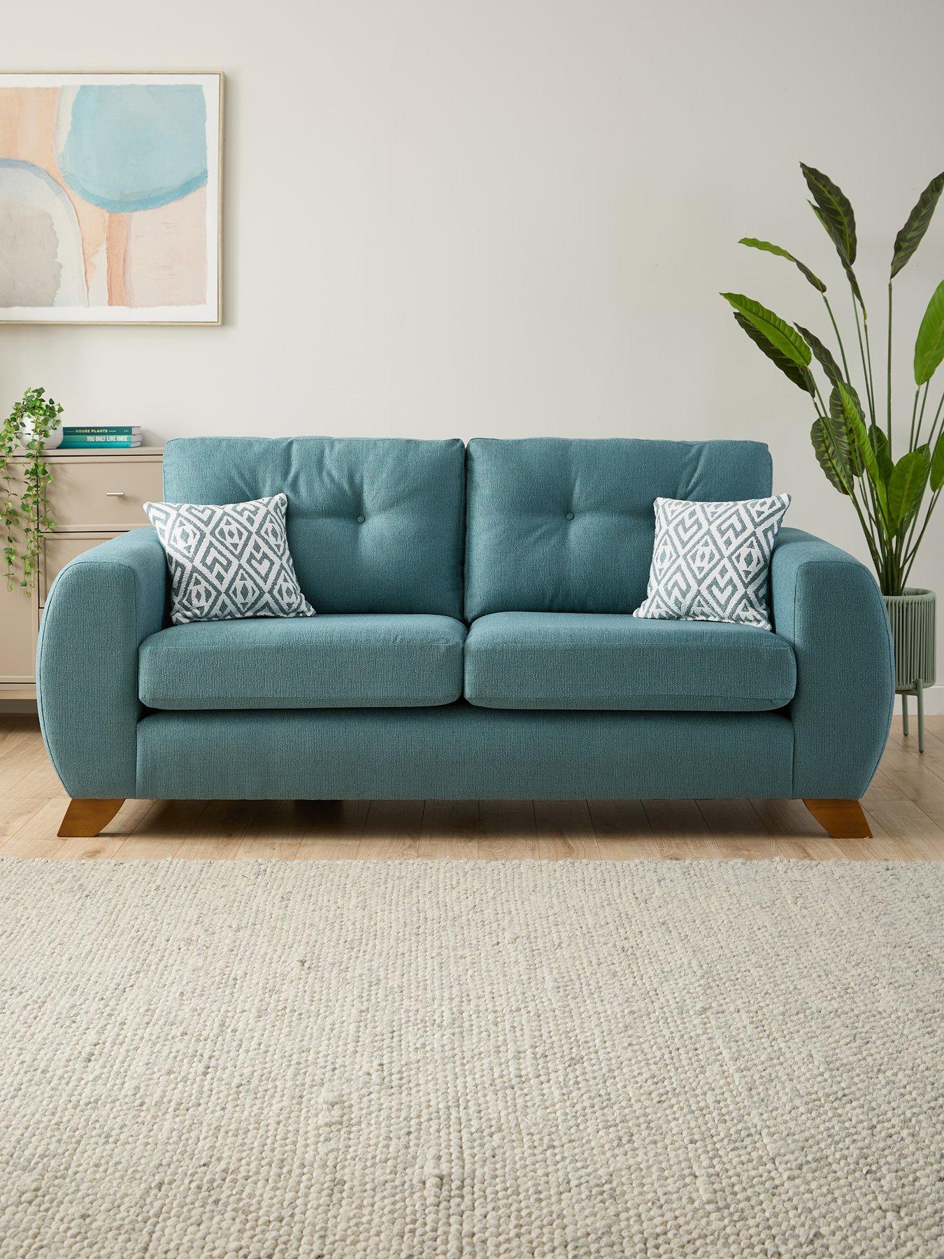 The Very Collection Prent Fabric 3 Seater Sofa - Teal - Made to Order in the UK
