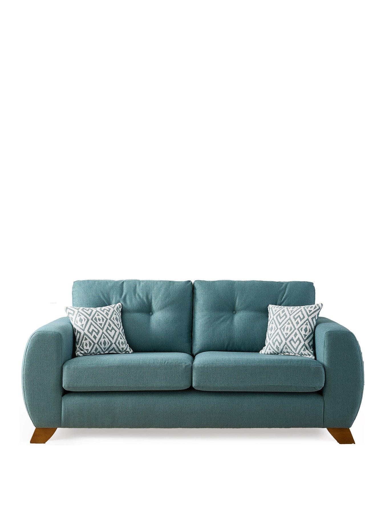 Image 2 of 7 of The Very Collection Prent Fabric 3 Seater Sofa - Teal&nbsp;- Made to Order in the UK
