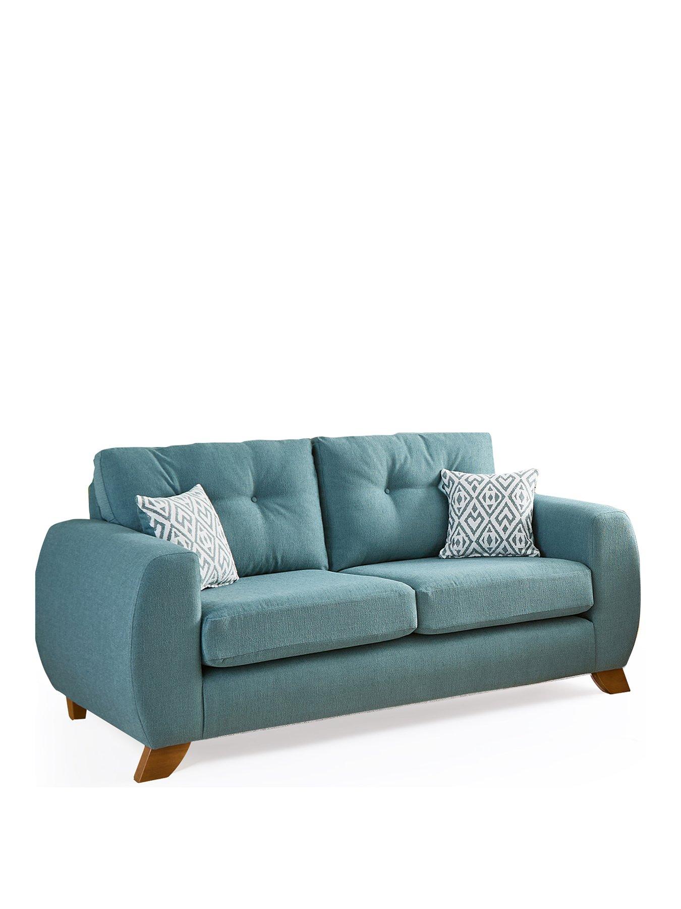 Image 3 of 7 of The Very Collection Prent Fabric 3 Seater Sofa - Teal&nbsp;- Made to Order in the UK