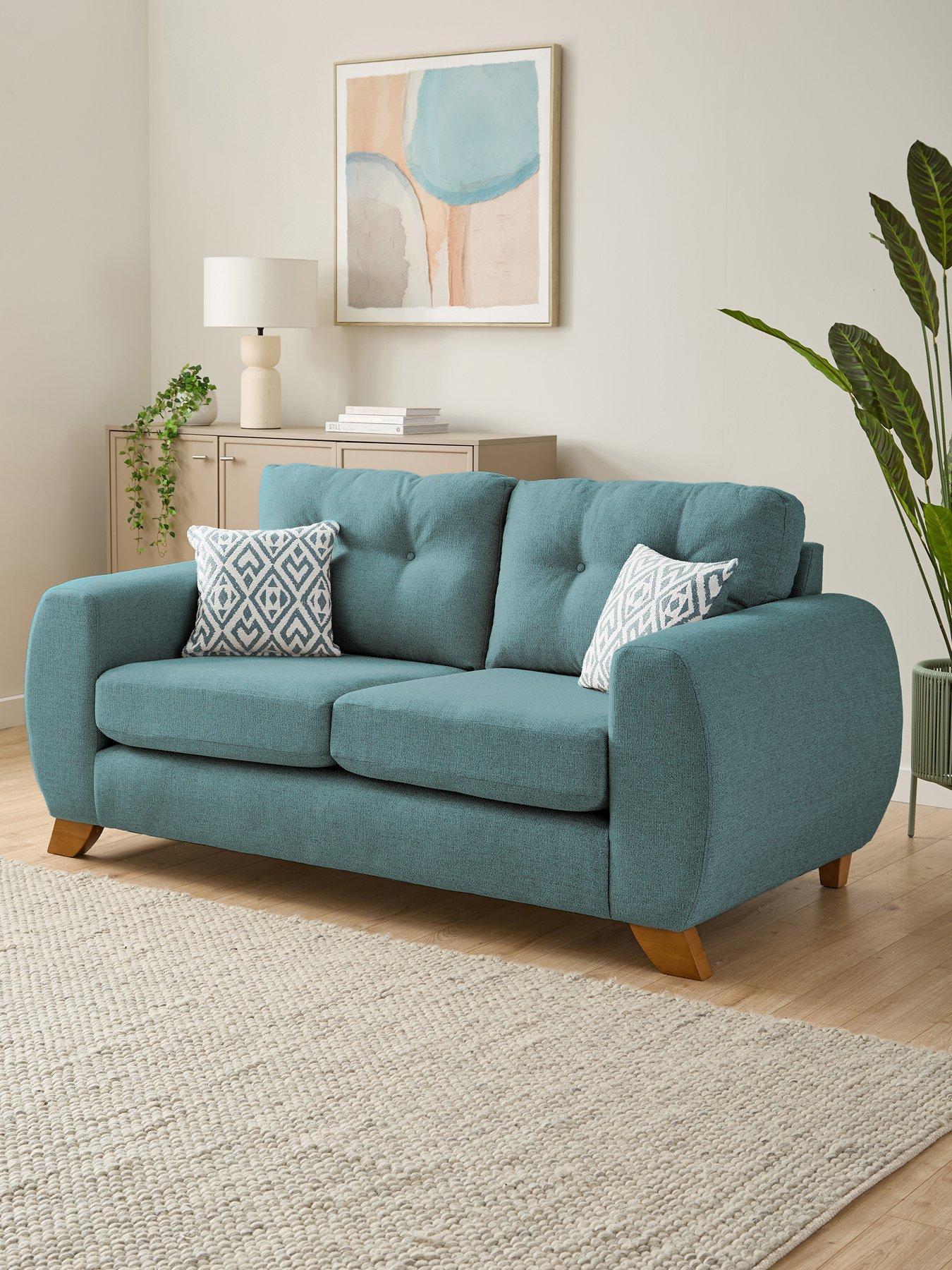 undefined Prent Fabric 2 Seater Sofa - Teal - Made to order in the UK