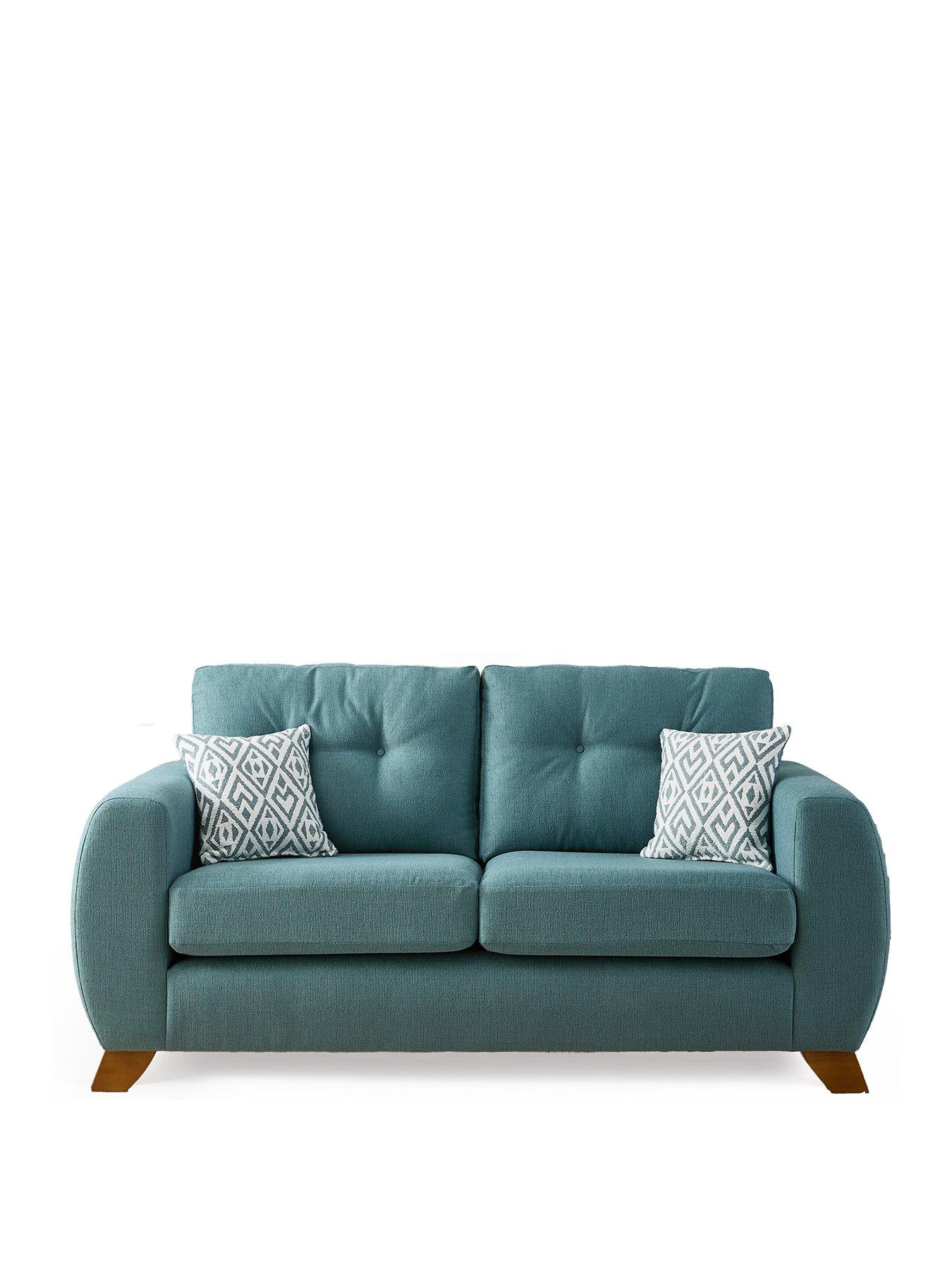 Image 2 of 7 of Very Home Prent Fabric 2 Seater Sofa - Teal&nbsp;- Made to order in the UK