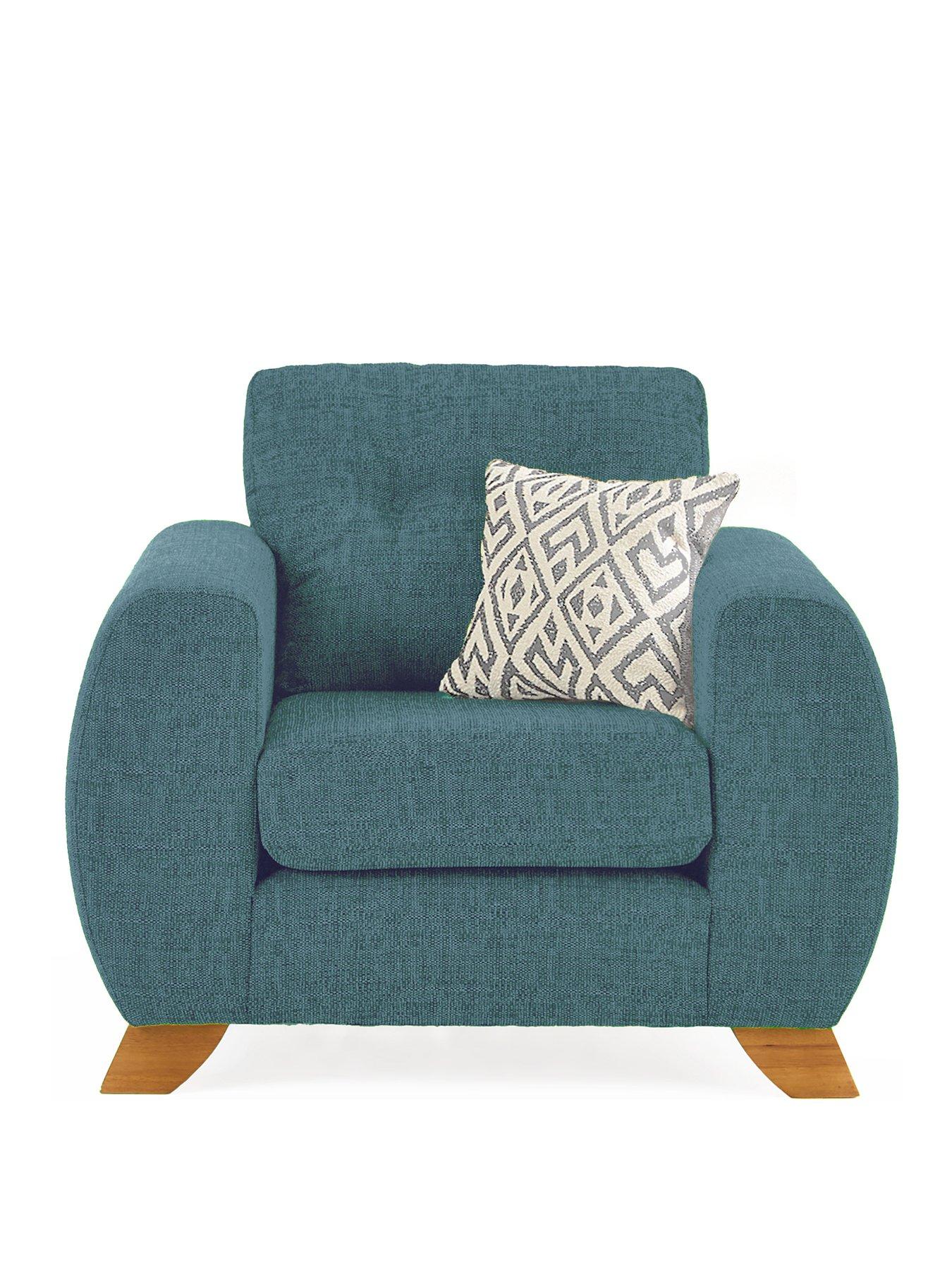 Image 2 of 7 of The Very Collection Prent Fabric&nbsp;Armchair - Teal&nbsp;- Made to order in the UK&nbsp;- Made to order in the UK