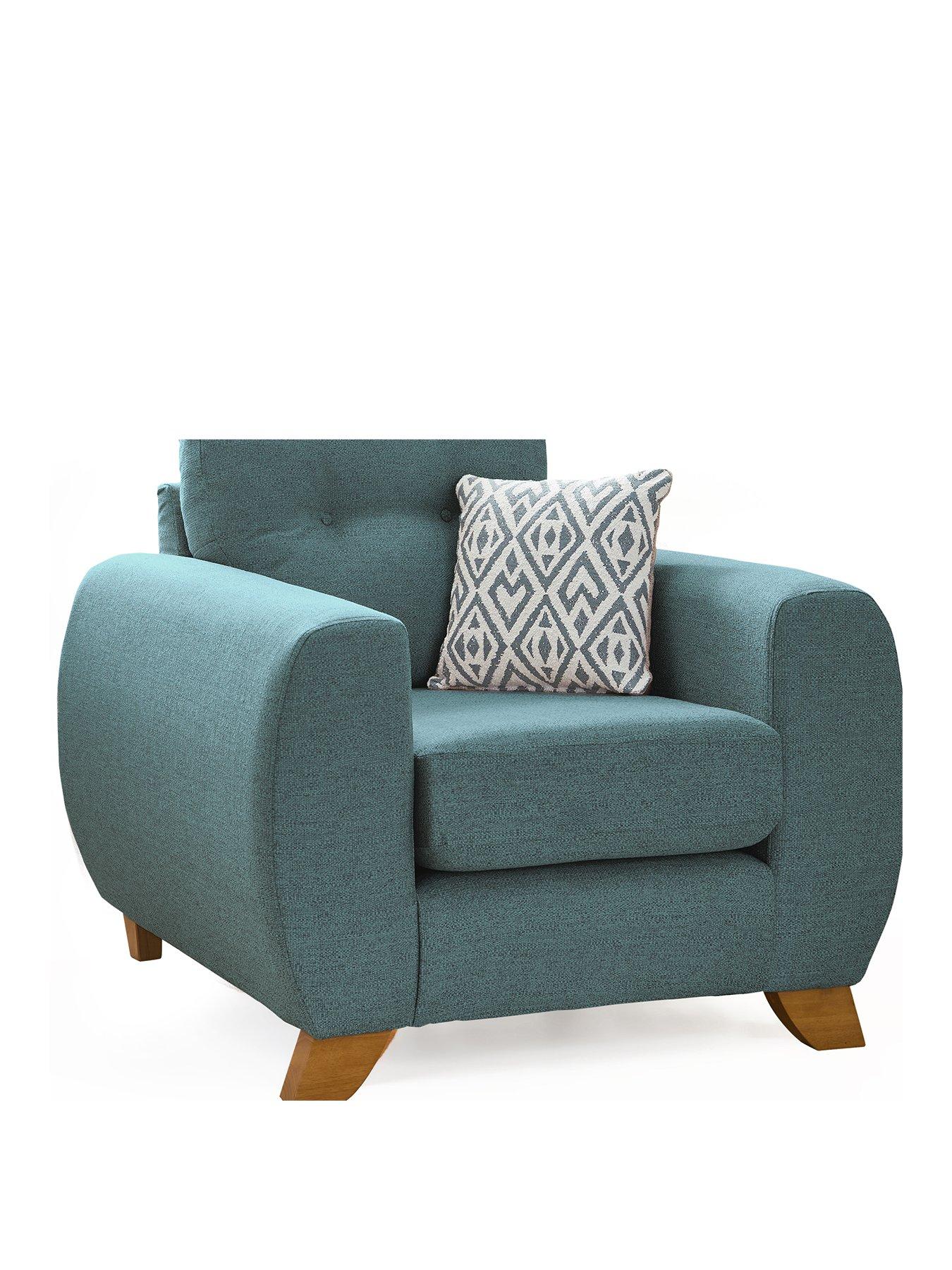 Image 3 of 7 of The Very Collection Prent Fabric&nbsp;Armchair - Teal&nbsp;- Made to order in the UK&nbsp;- Made to order in the UK