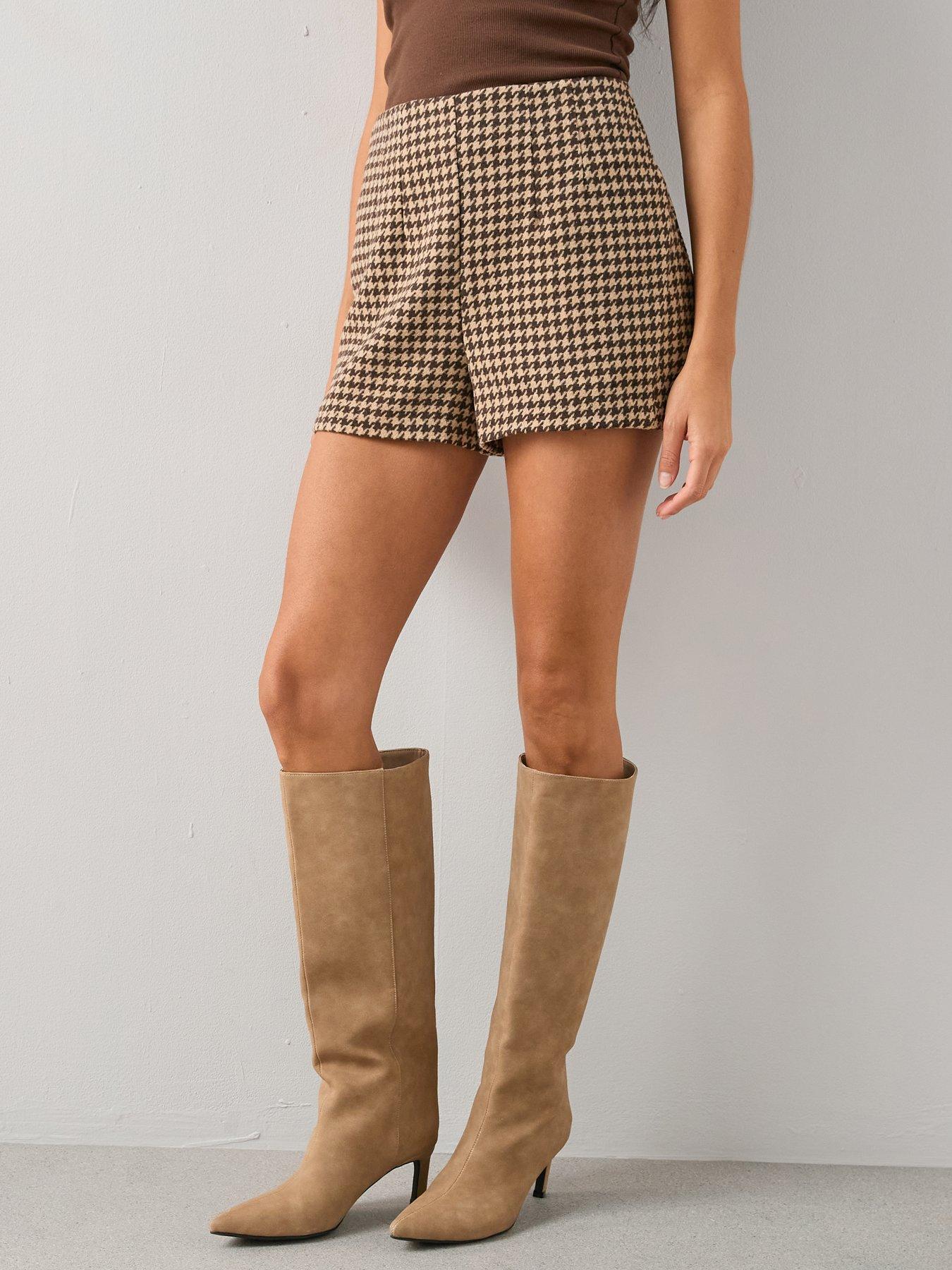 Image 4 of 6 of The Very Collection Houndstooth Shorts - Brown