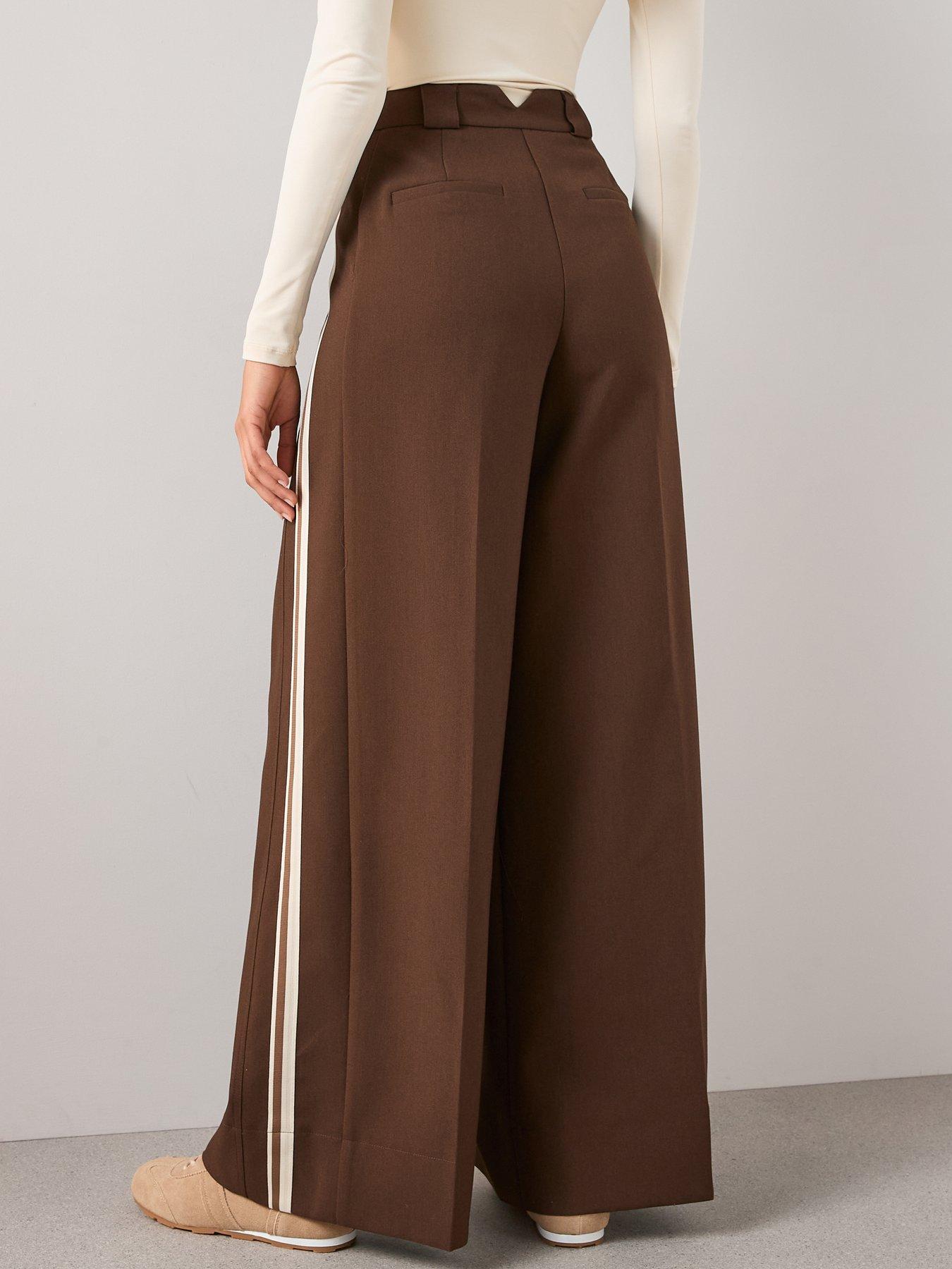  image of the-very-collection-side-stripe-smart-track-pant-brown