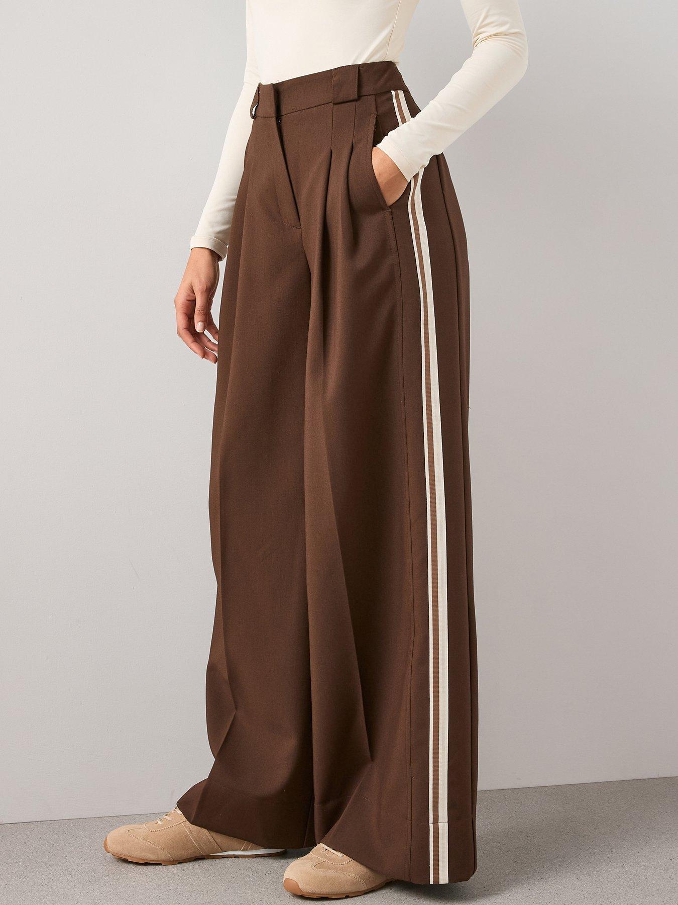  image of the-very-collection-side-stripe-smart-track-pant-brown