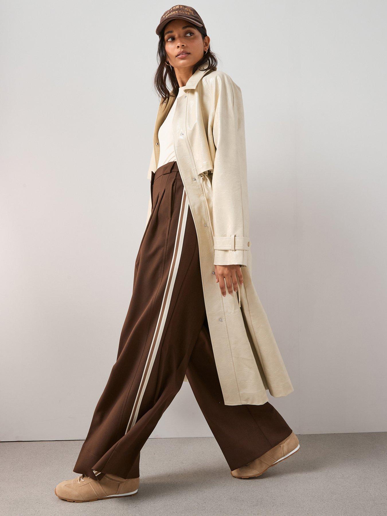 image of the-very-collection-side-stripe-smart-track-pant-brown