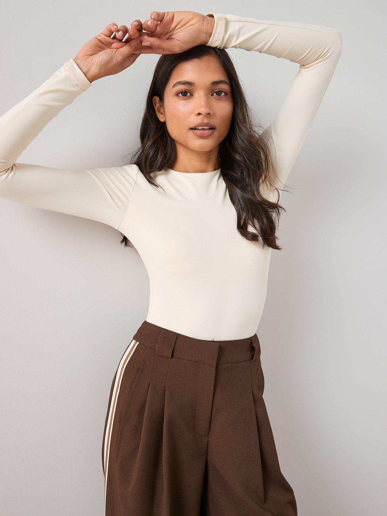  image of the-very-collection-side-stripe-smart-track-pant-brown