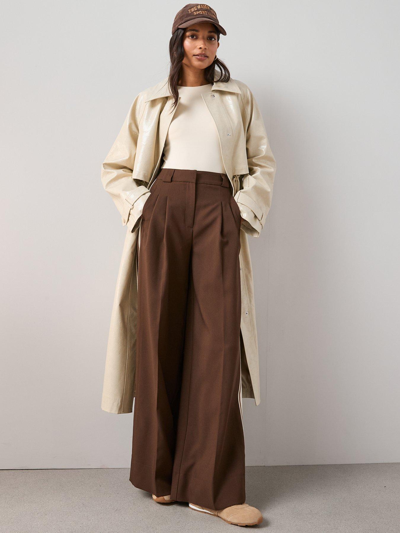  image of the-very-collection-side-stripe-smart-track-pant-brown