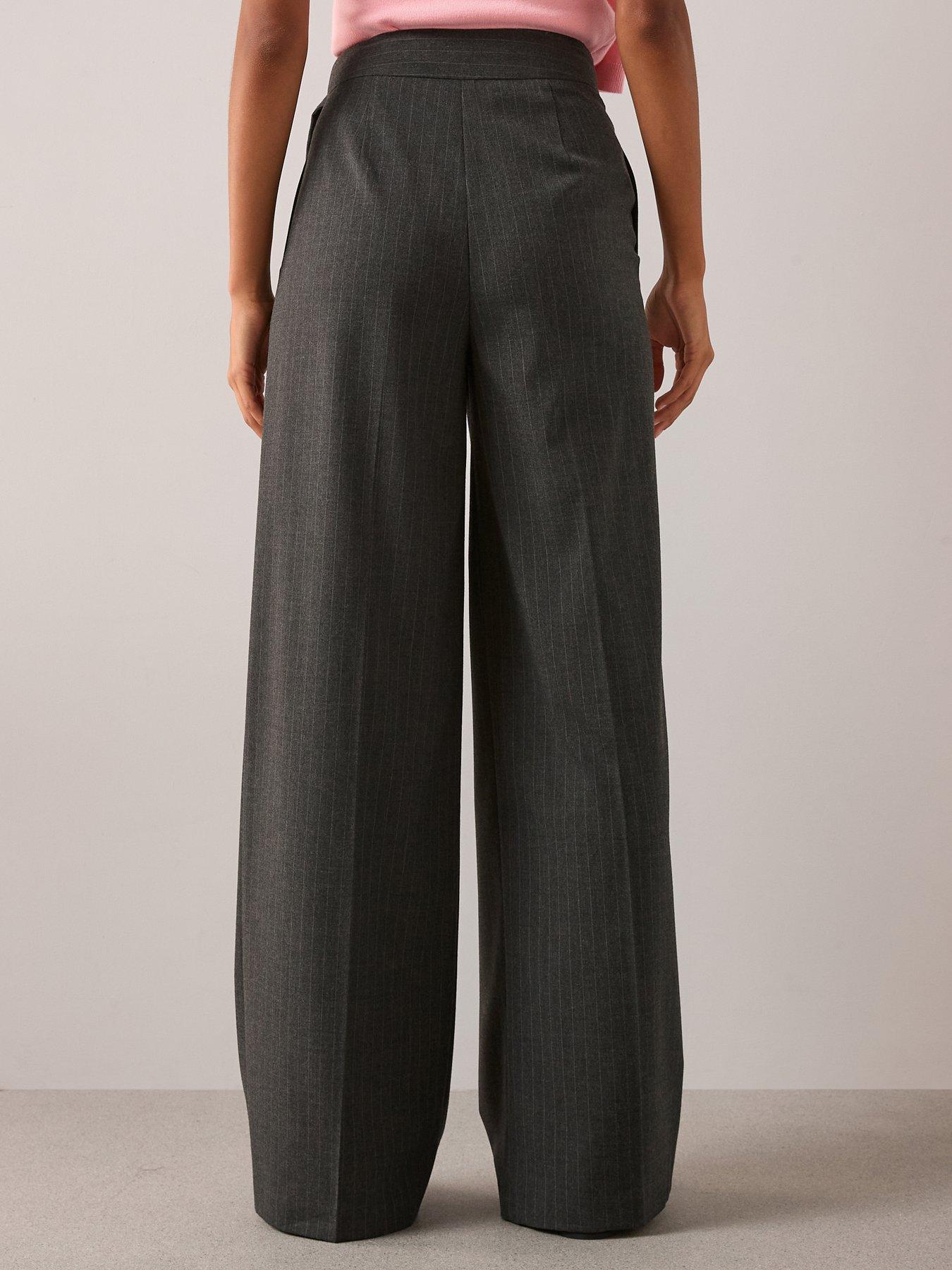 Image 2 of 7 of The Very Collection Pinstripe Wrap Front Trouser - Grey