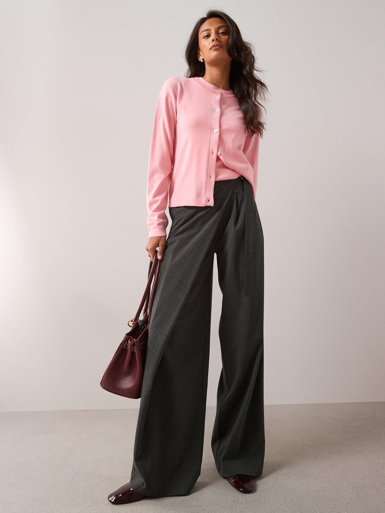 Image 3 of 7 of The Very Collection Pinstripe Wrap Front Trouser - Grey
