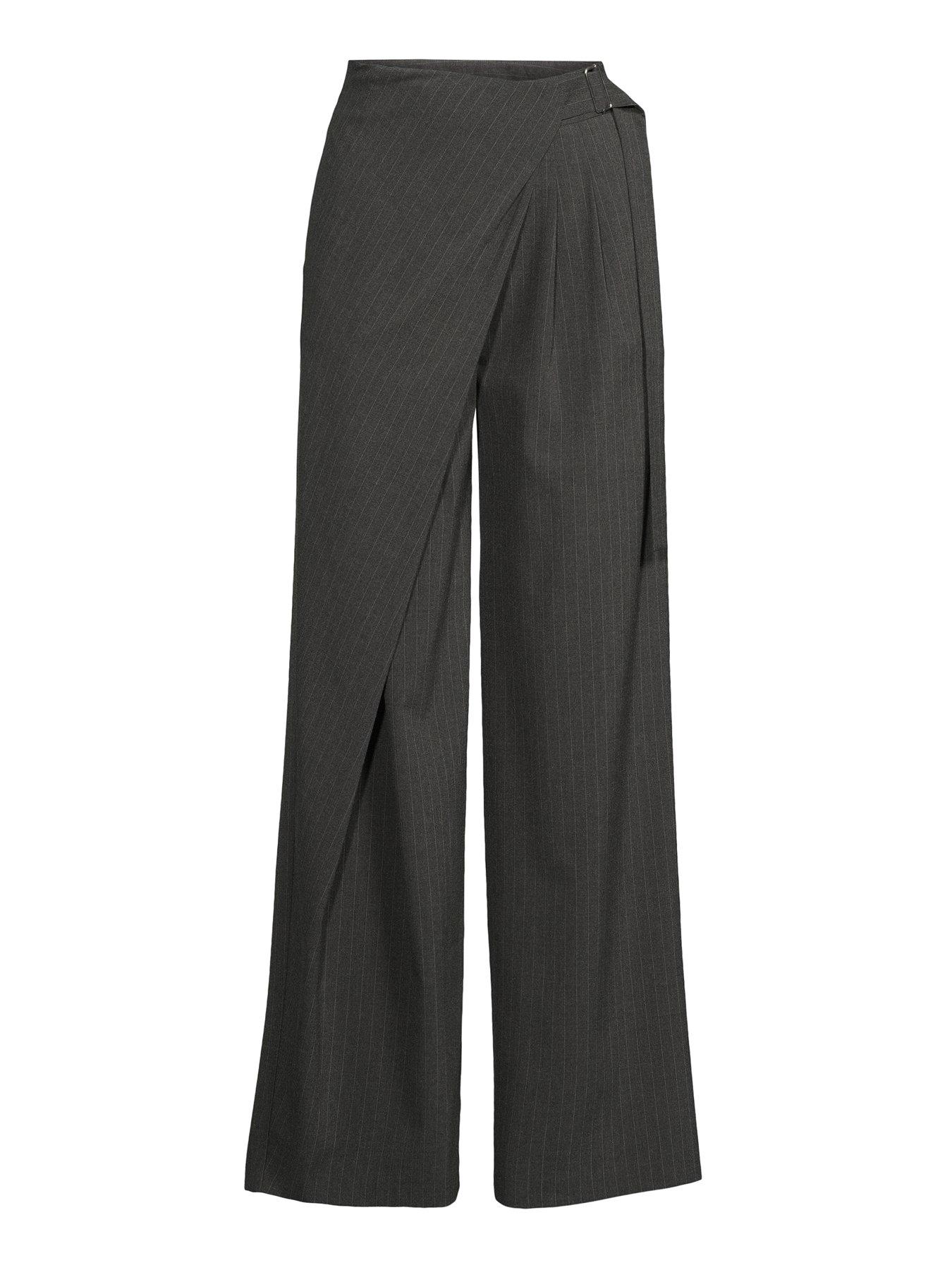 Image 7 of 7 of The Very Collection Pinstripe Wrap Front Trouser - Grey