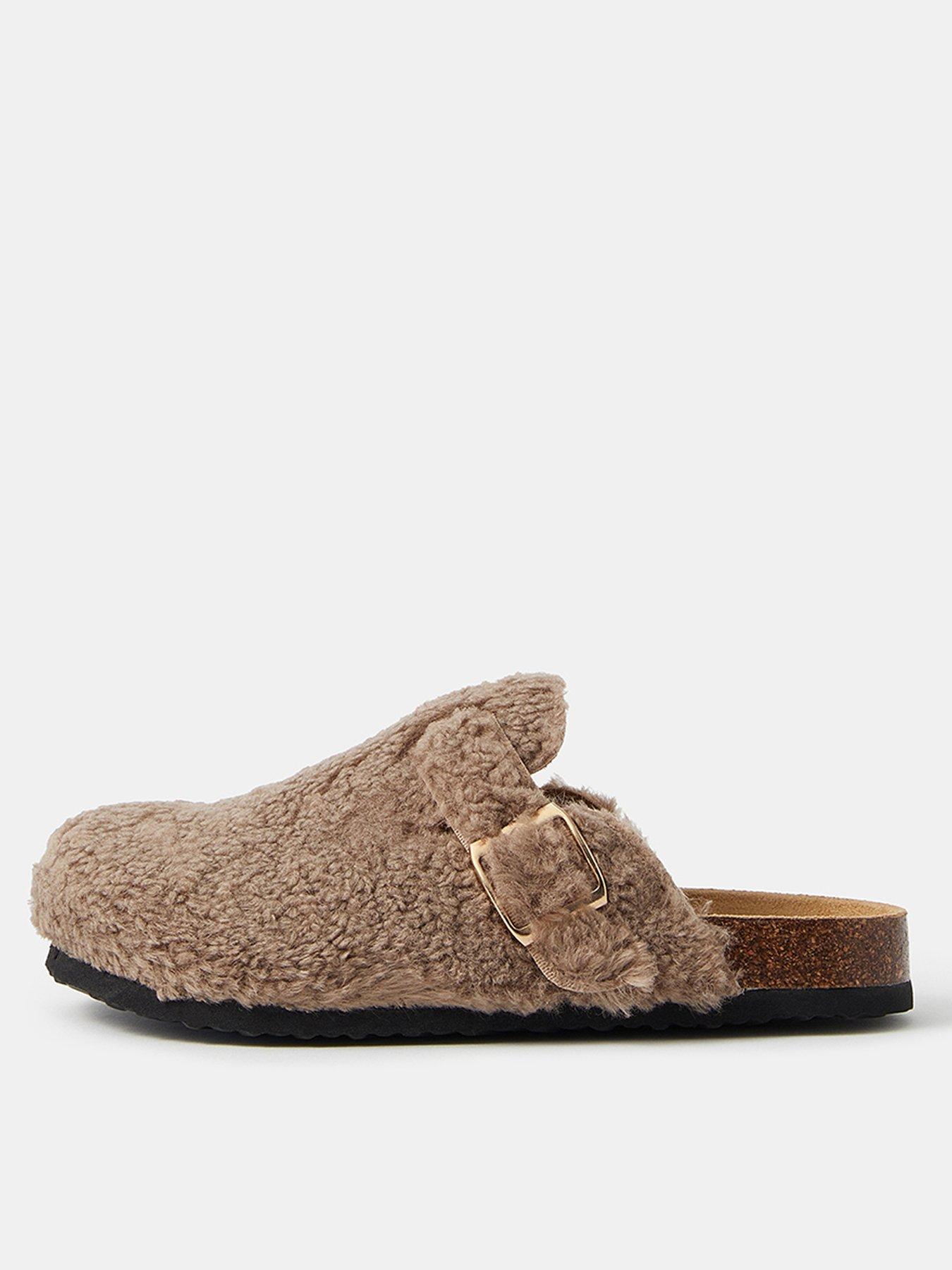 Accessorize Borg Clog Slippers - Cream