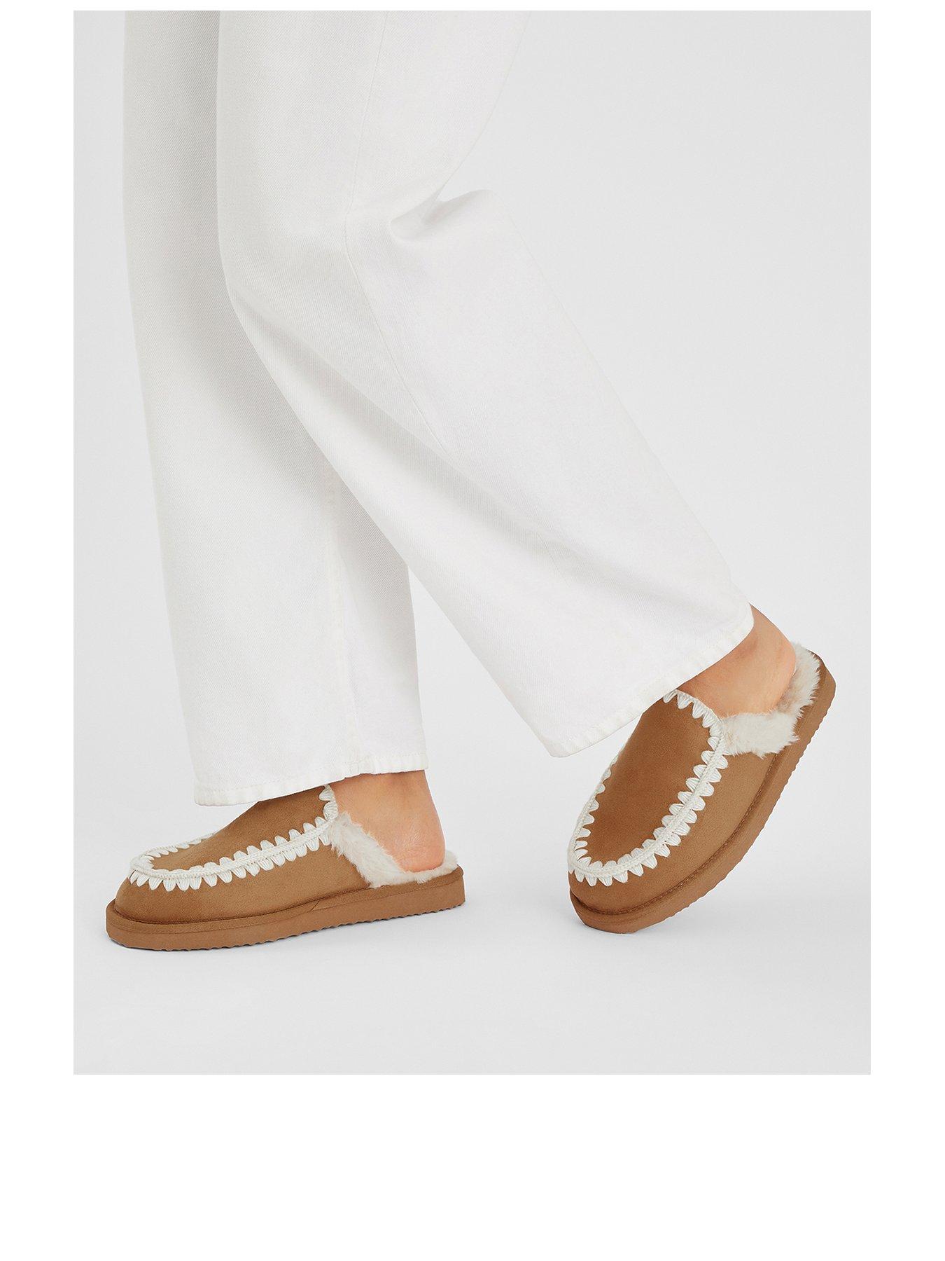 Image 2 of 4 of Accessorize Whipstitch Suedette Mules - Brown