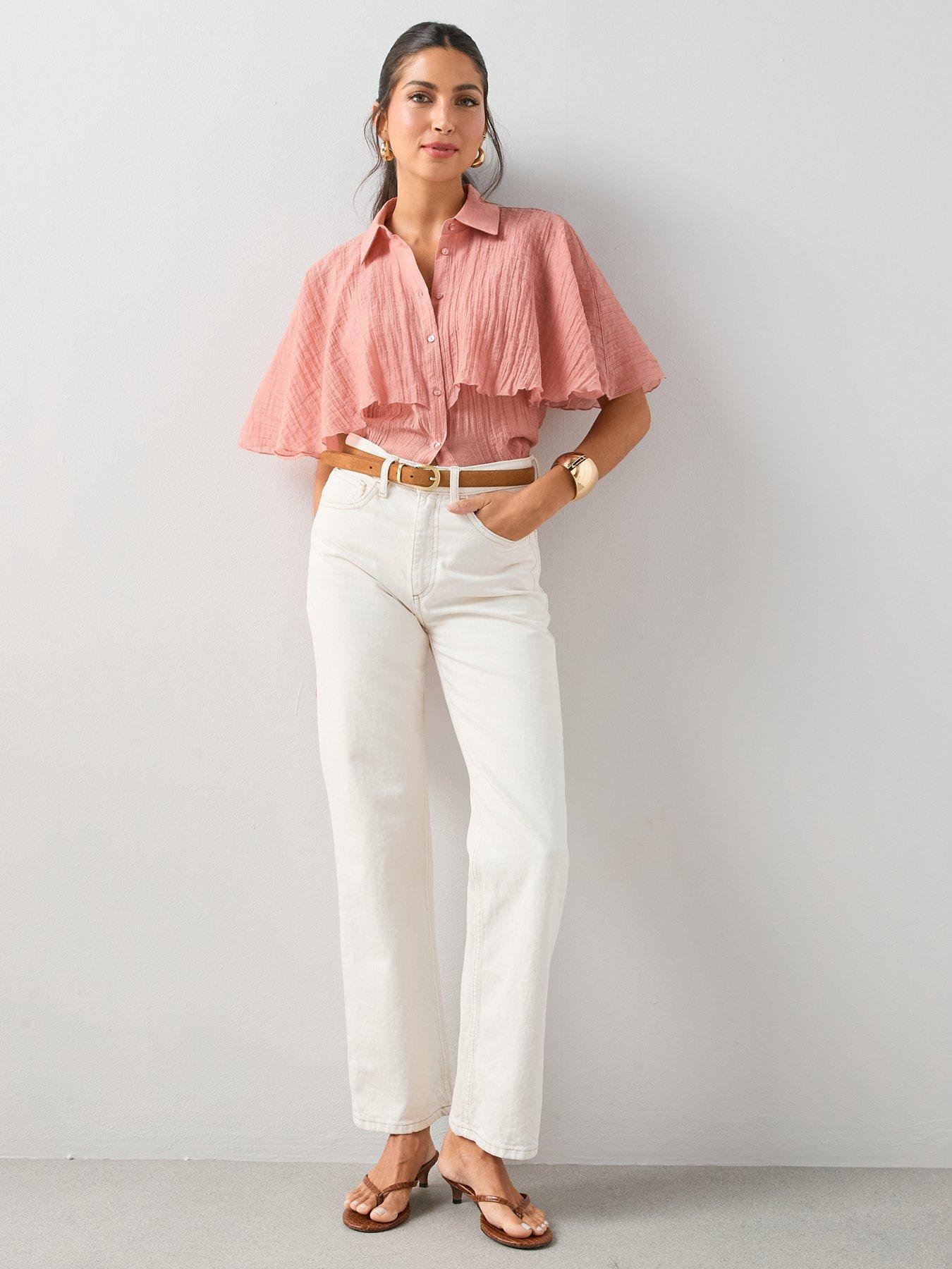  image of the-very-collection-textured-sheer-cape-blouse-pink