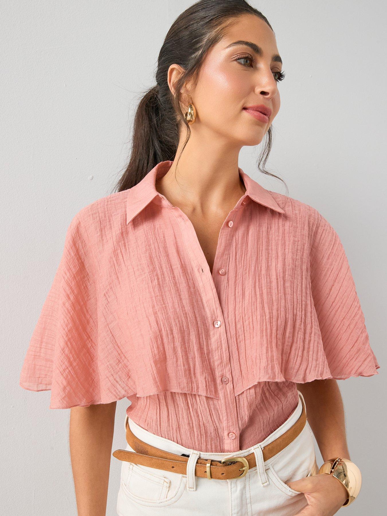  image of the-very-collection-textured-sheer-cape-blouse-pink