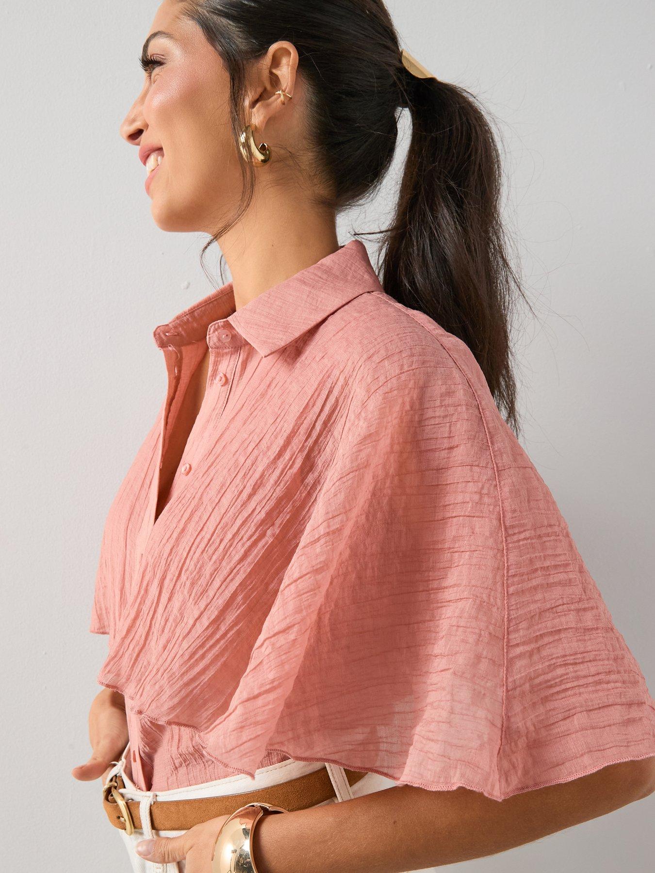  image of the-very-collection-textured-sheer-cape-blouse-pink
