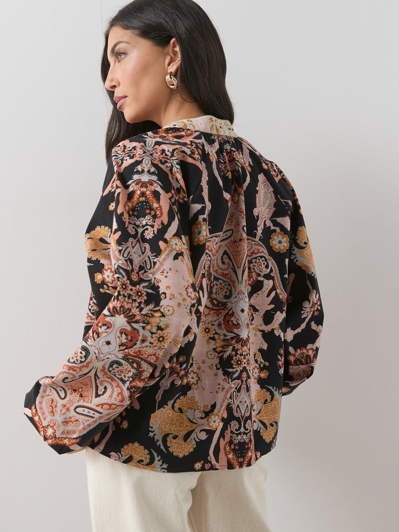  image of the-very-collection-printed-button-detail-co-ord-blouse-print
