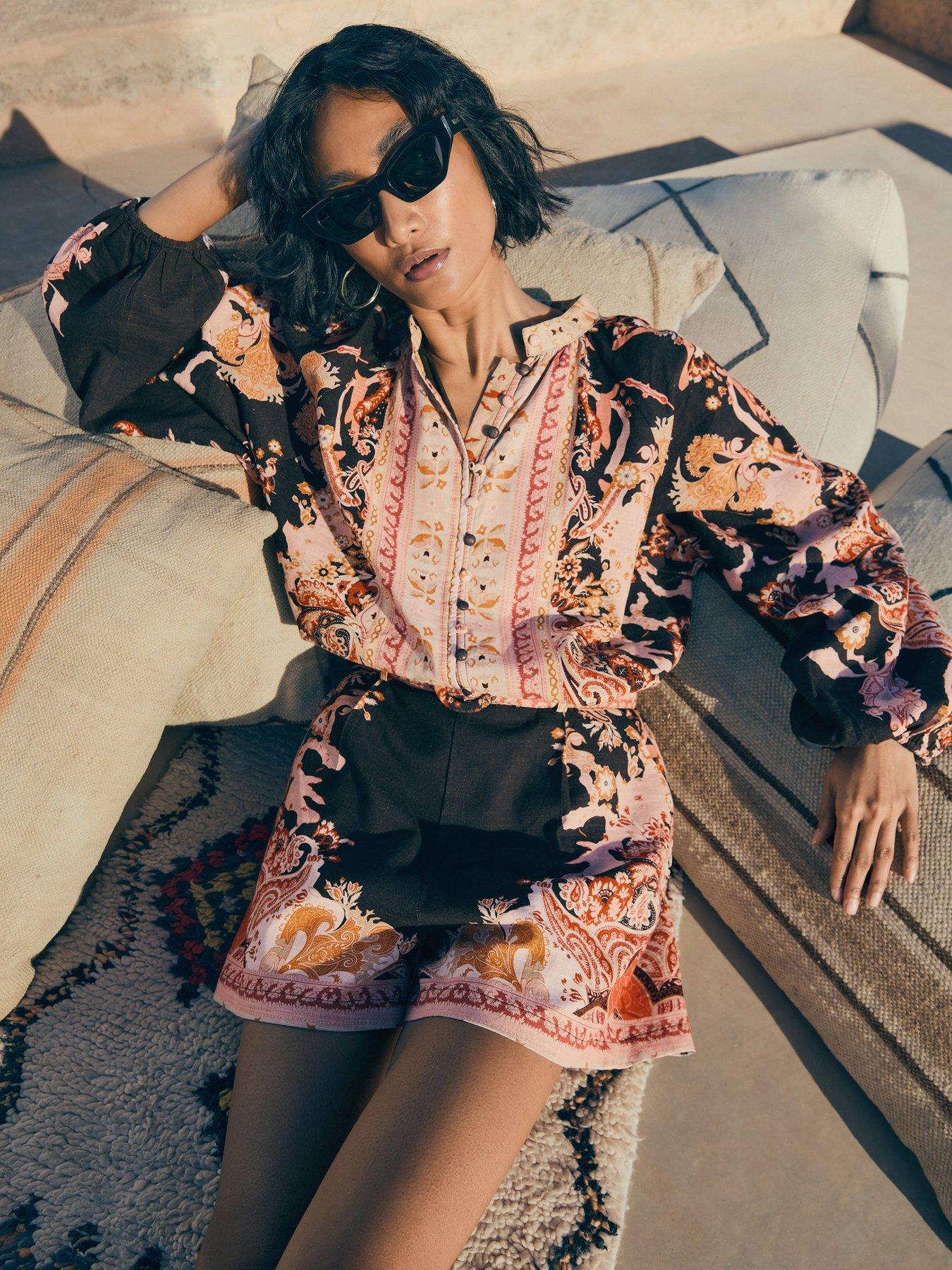 The Very Collection Belted High Waist Printed Co-Ord Short - Print