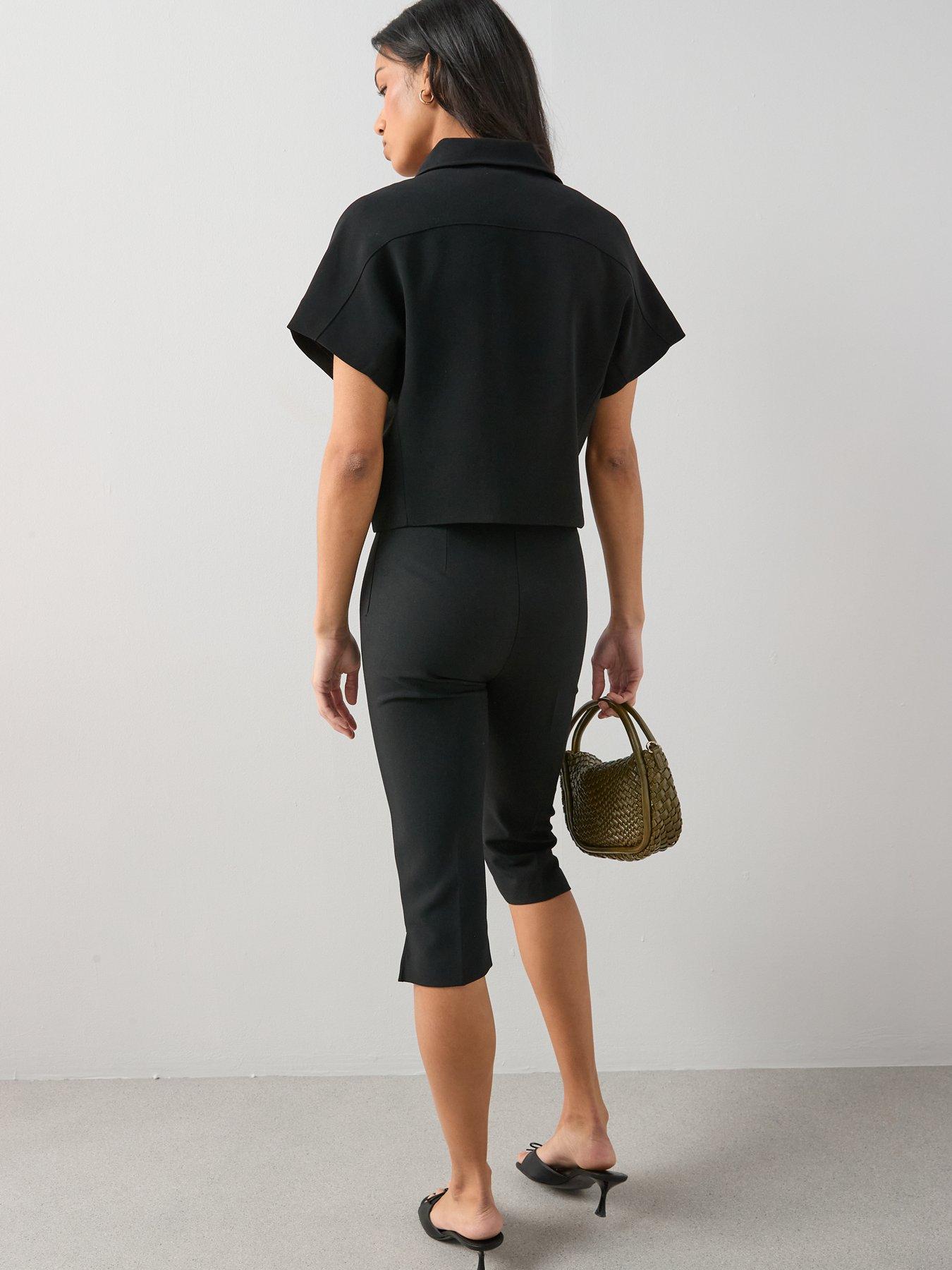  image of the-very-collection-cotton-twill-collared-short-sleeve-jacket