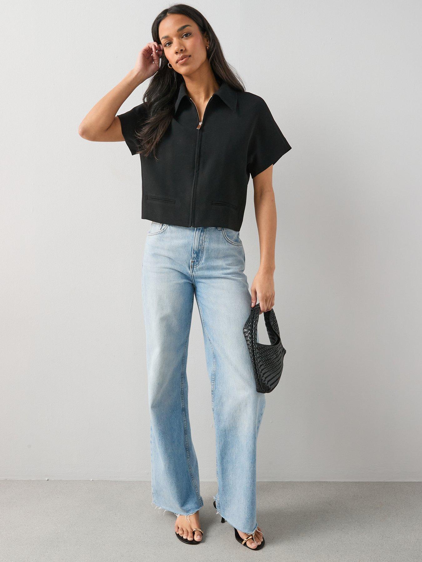  image of the-very-collection-cotton-twill-collared-short-sleeve-jacket