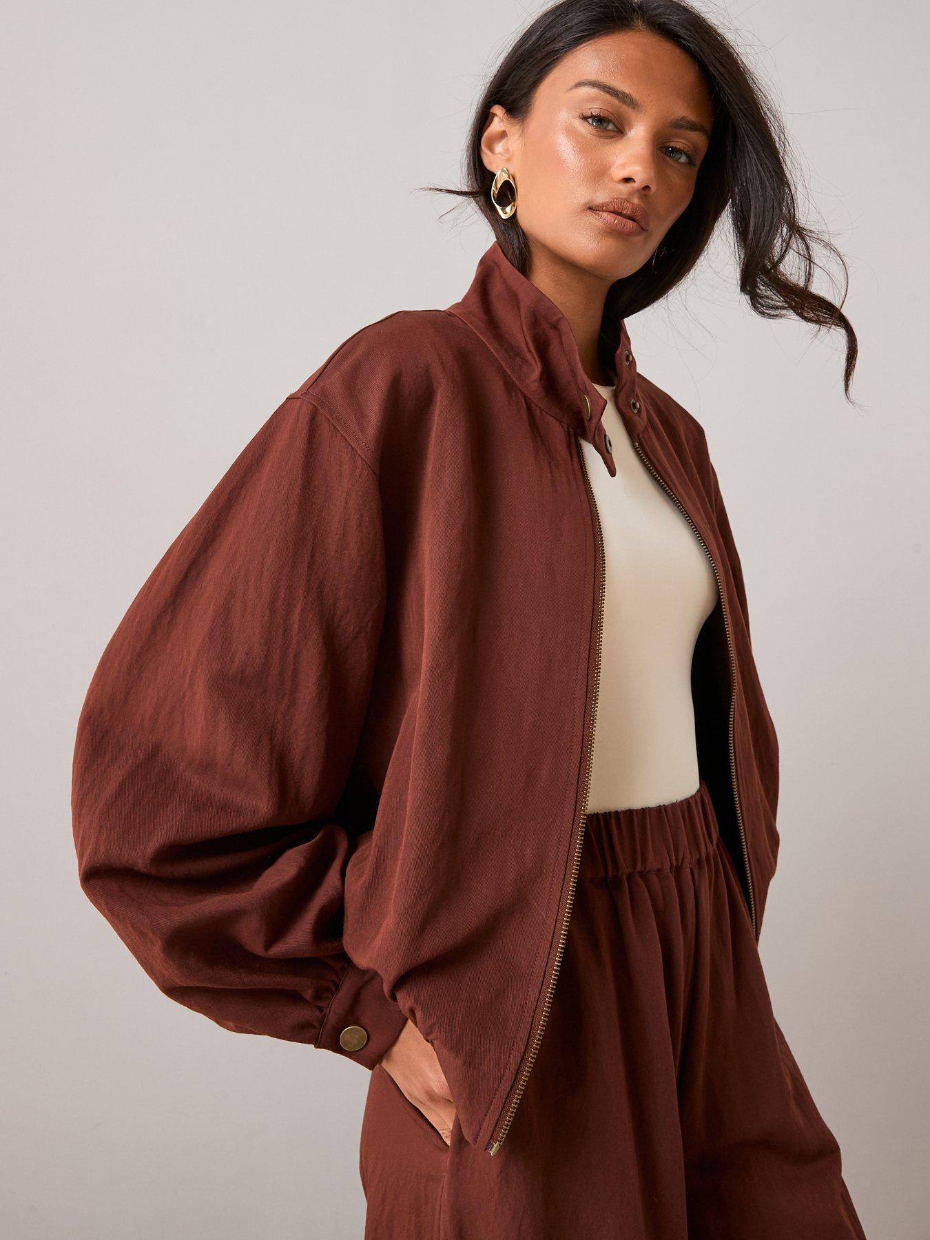The Very Collection Zip Through Co-Ord Tracksuit Top - Brown