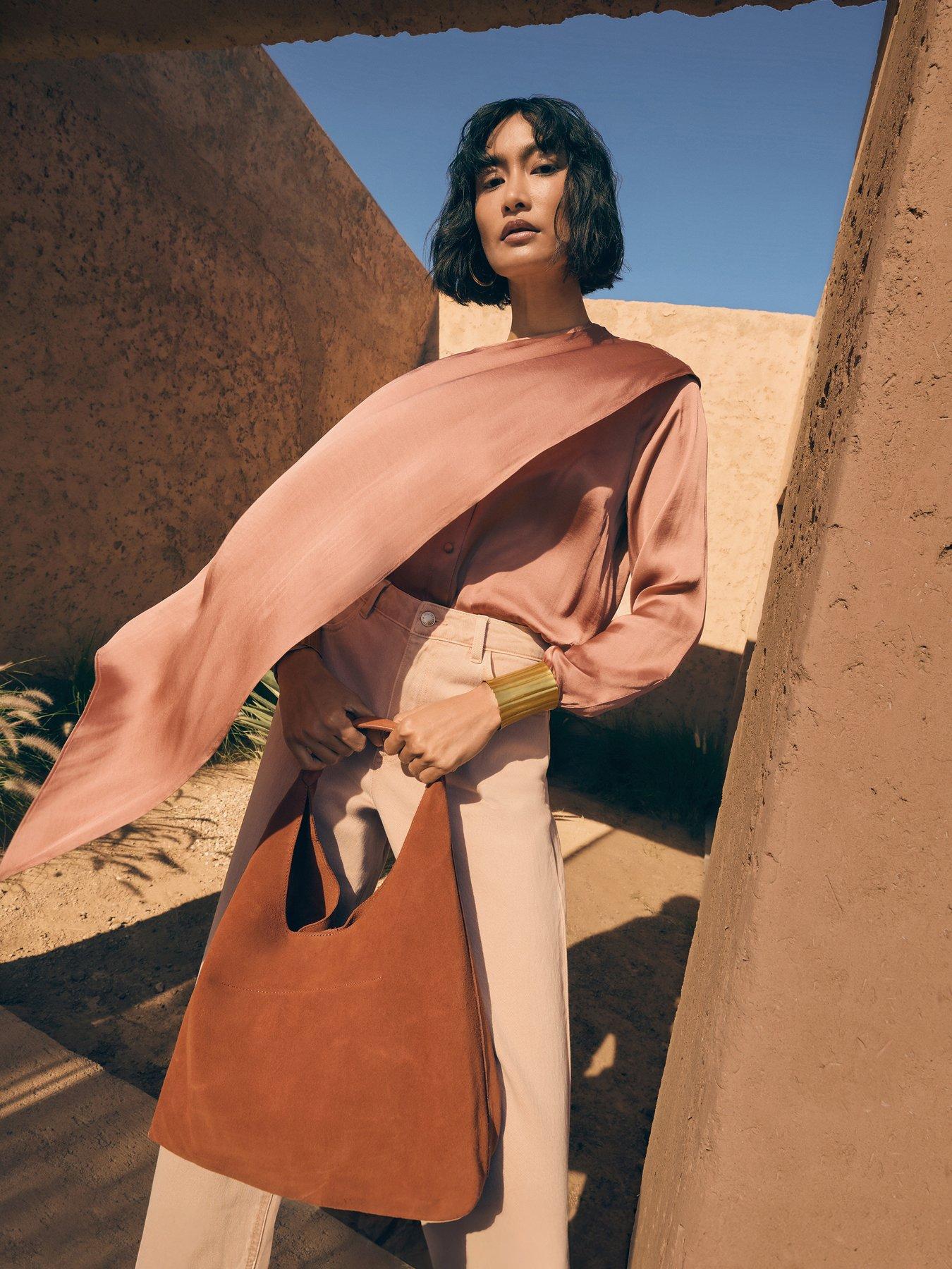 The Very Collection Satin Long Sleeve Cape Blouse - Pink