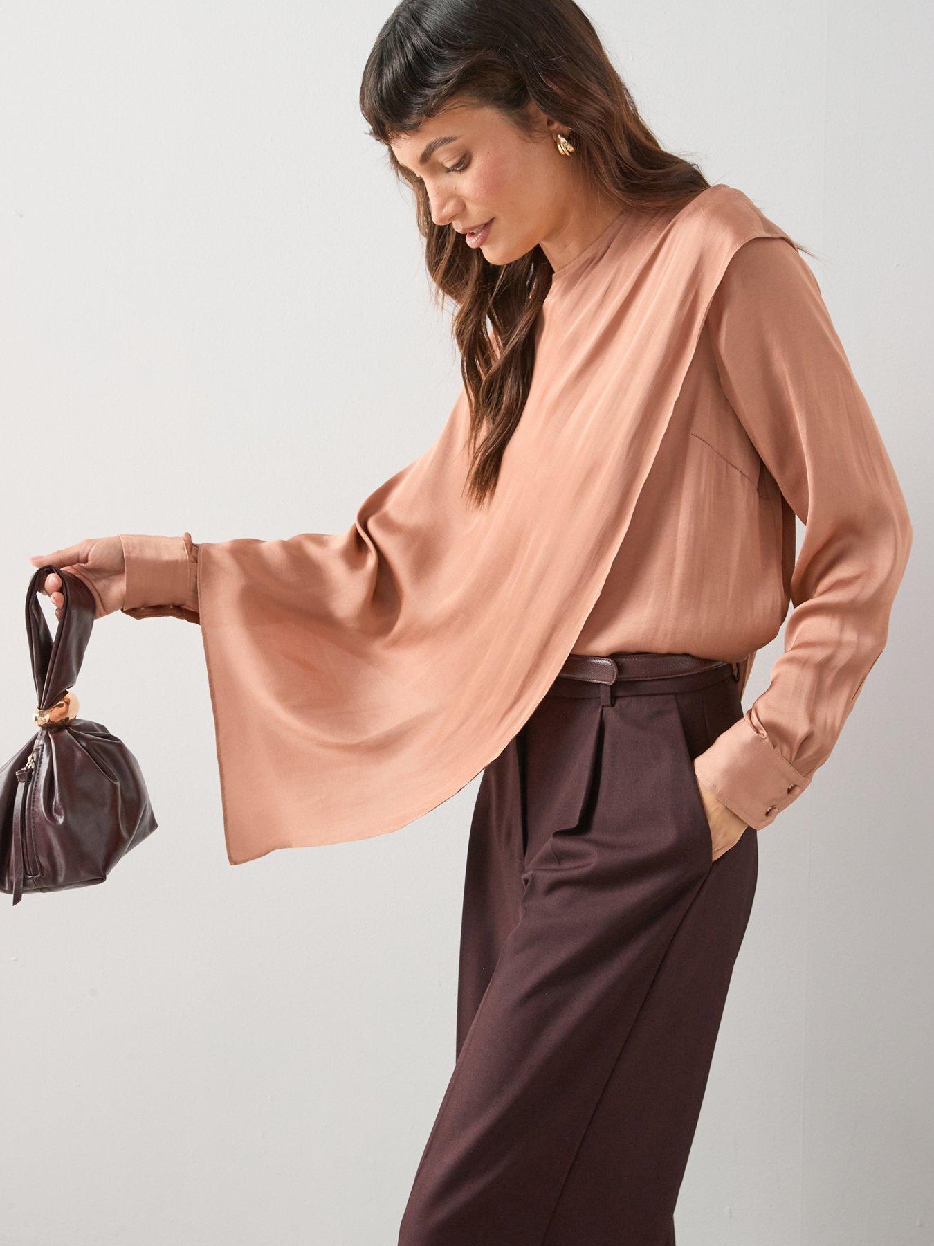 Image 1 of 6 of The Very Collection Satin Cape Blouse
