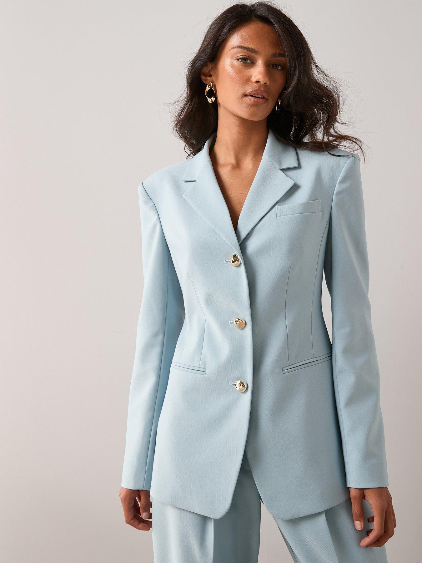 The Very Collection Fitted Longline Blazer - Light Blue