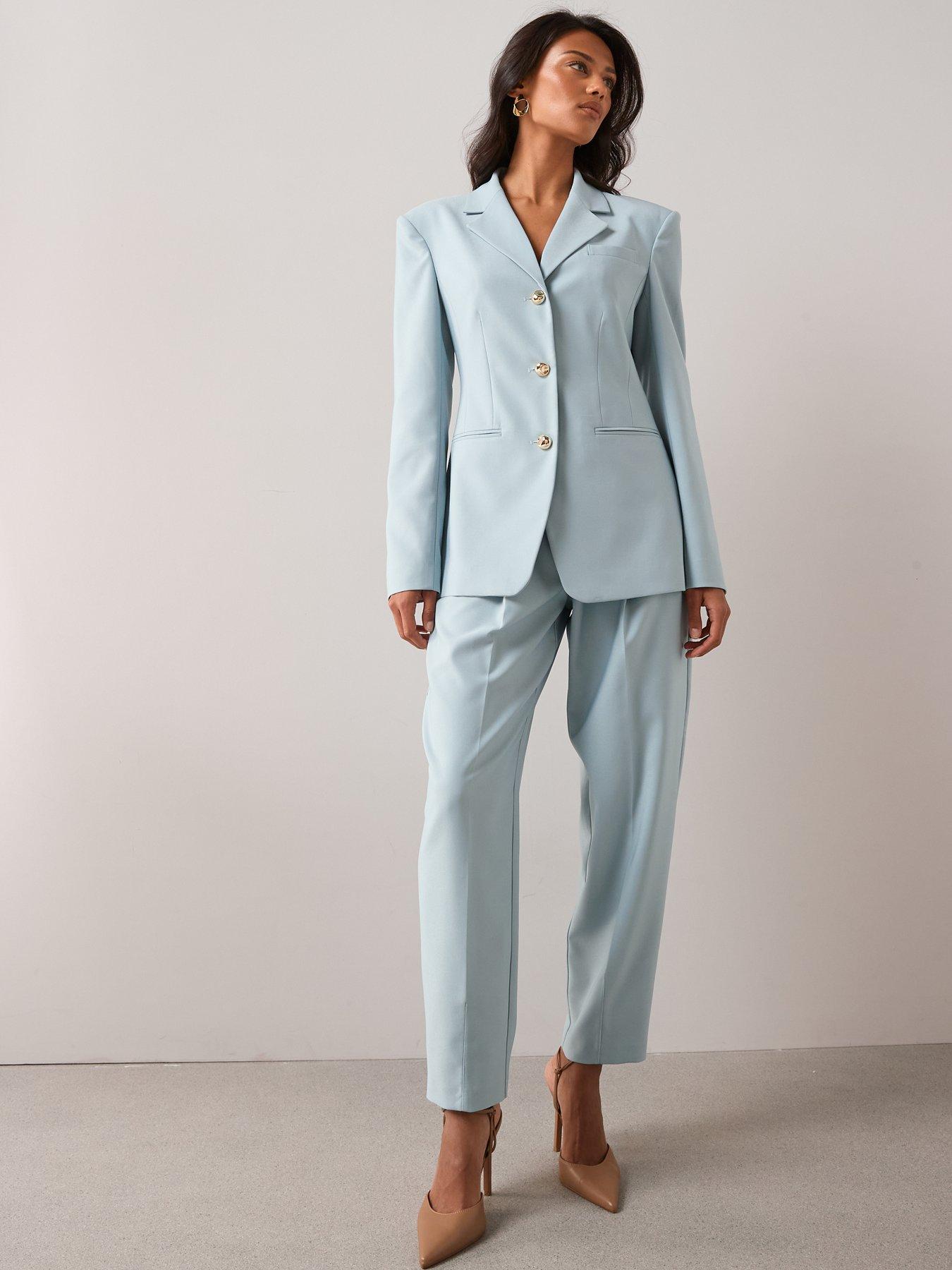  image of the-very-collection-fitted-longline-blazer-light-blue