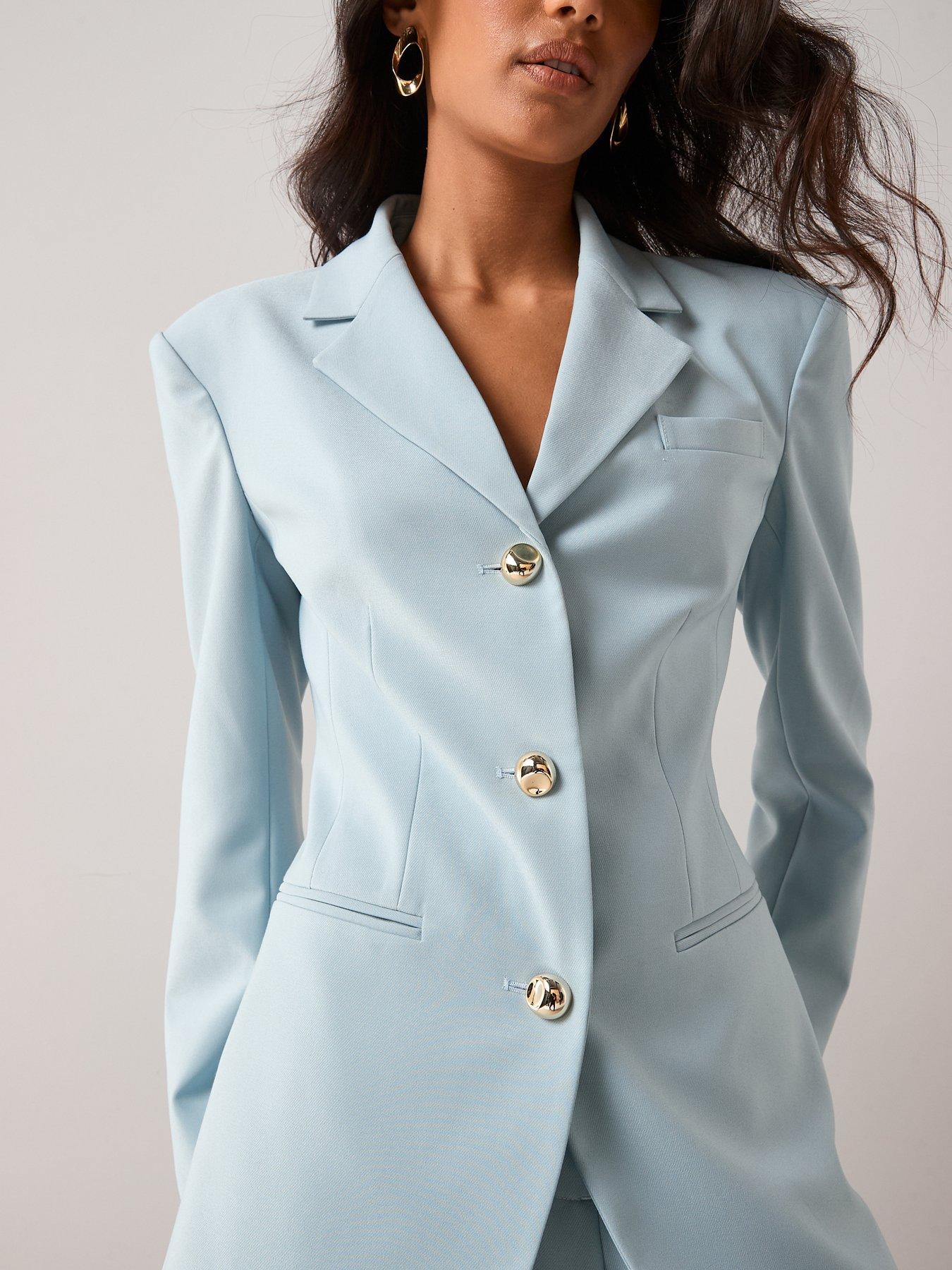  image of the-very-collection-fitted-longline-blazer-light-blue