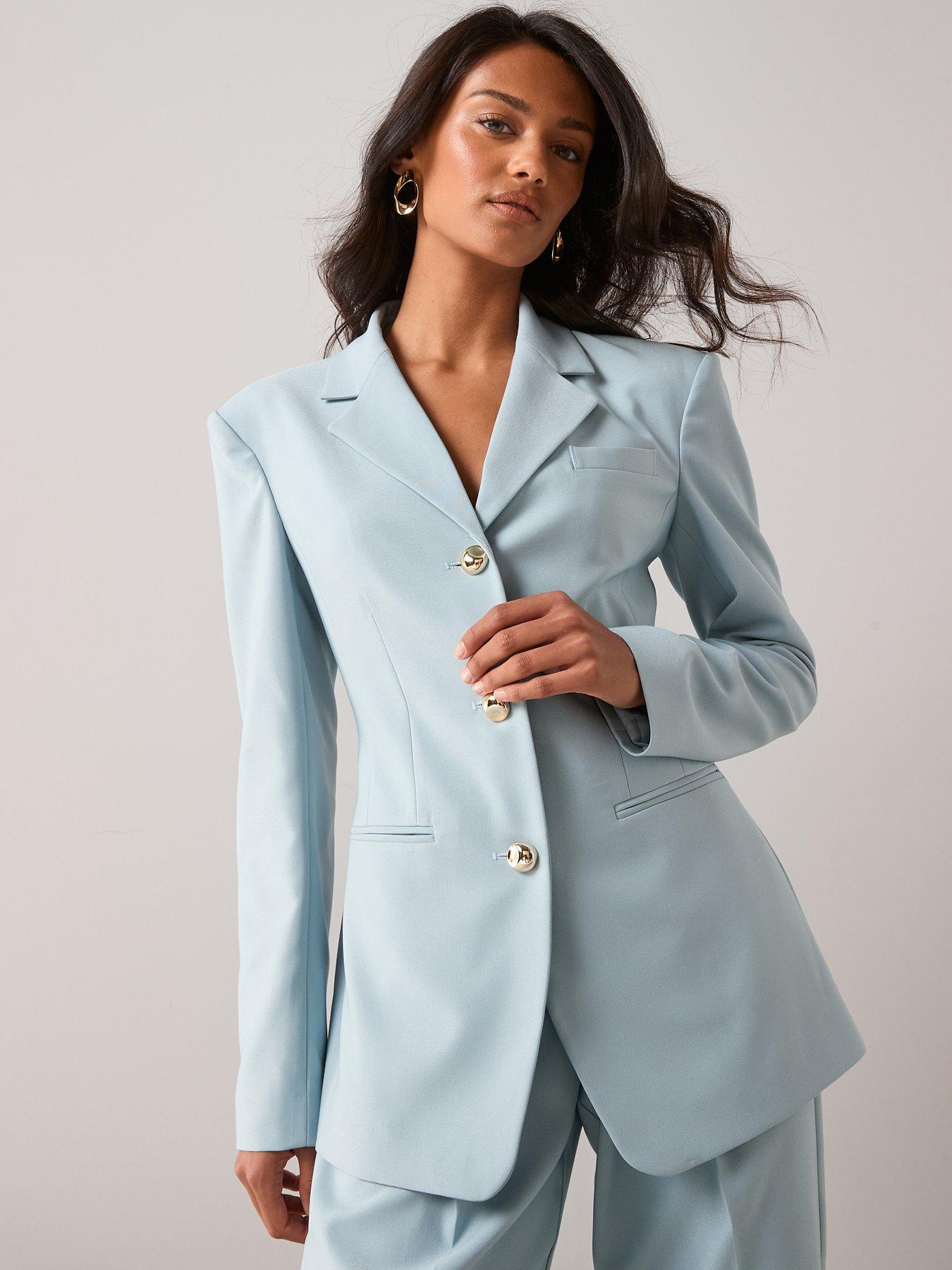  image of the-very-collection-fitted-longline-blazer-light-blue