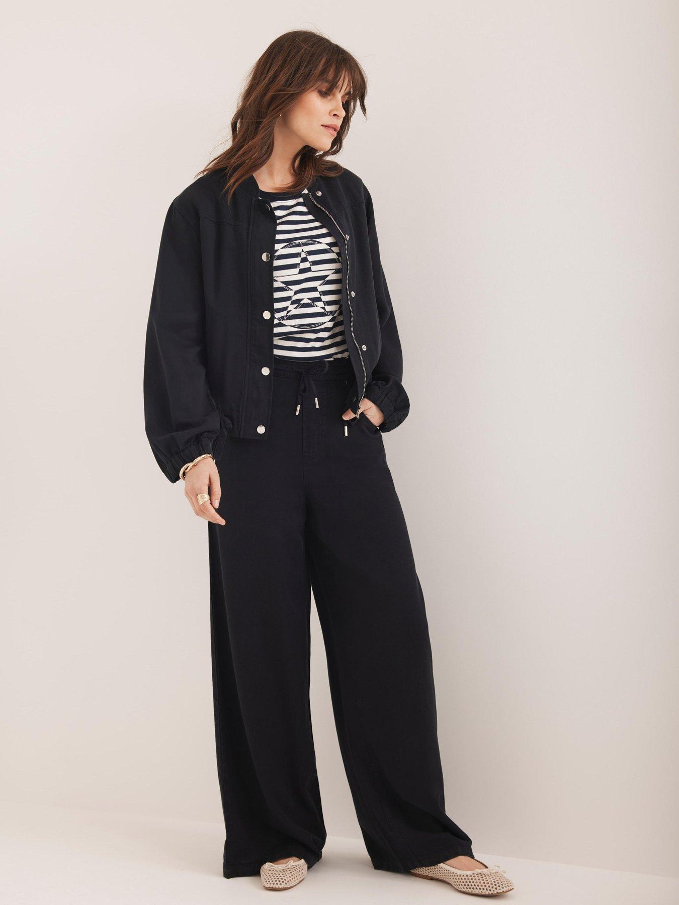 undefined Navy Washed Wide Leg Joggers - Blue