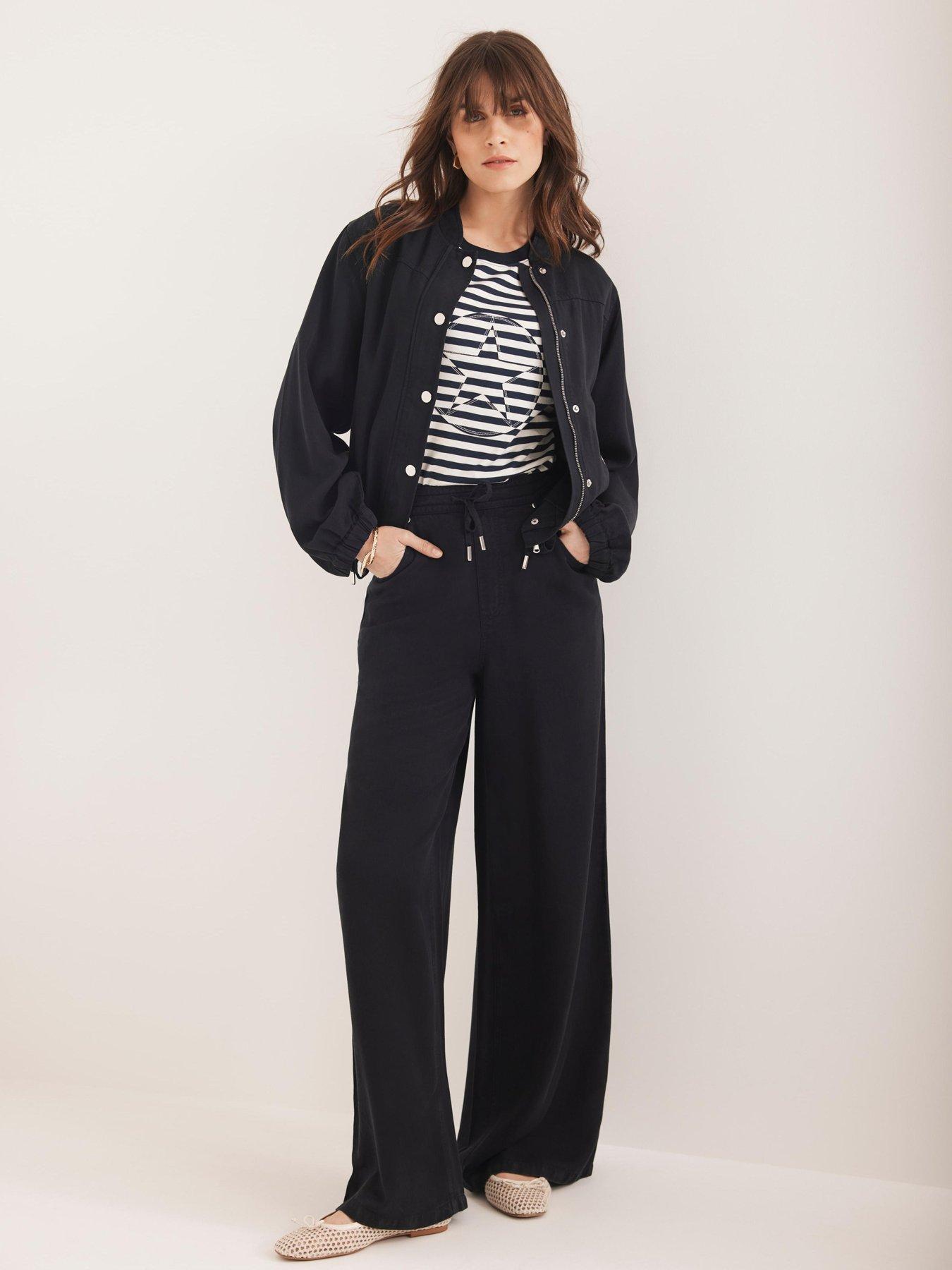 Image 3 of 6 of Mint Velvet Navy Washed Wide Leg Joggers - Blue