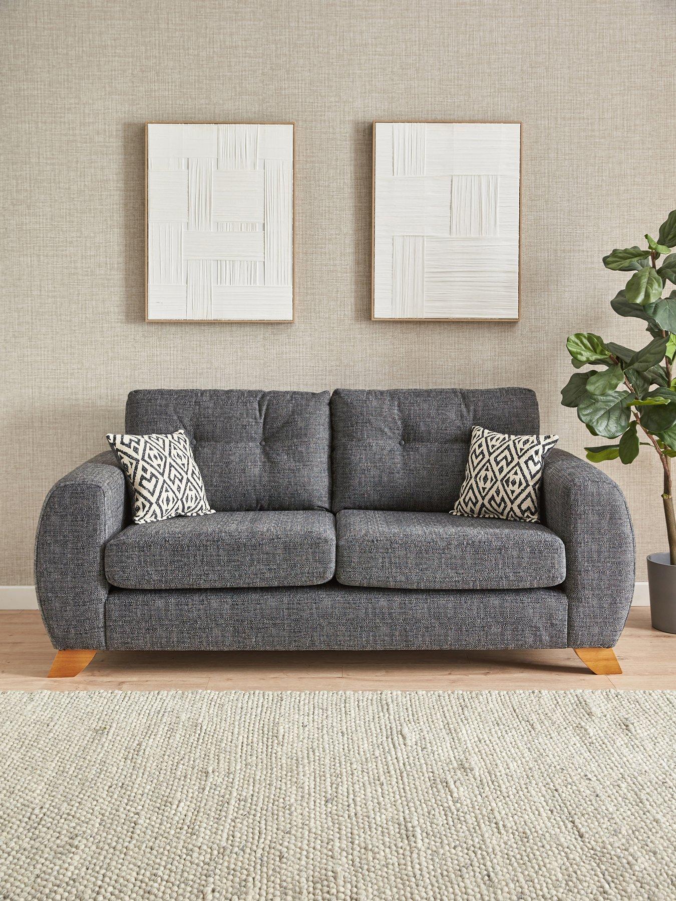 undefined Prent Fabric 3 Seater Sofa - Grey - Made to Order in the UK