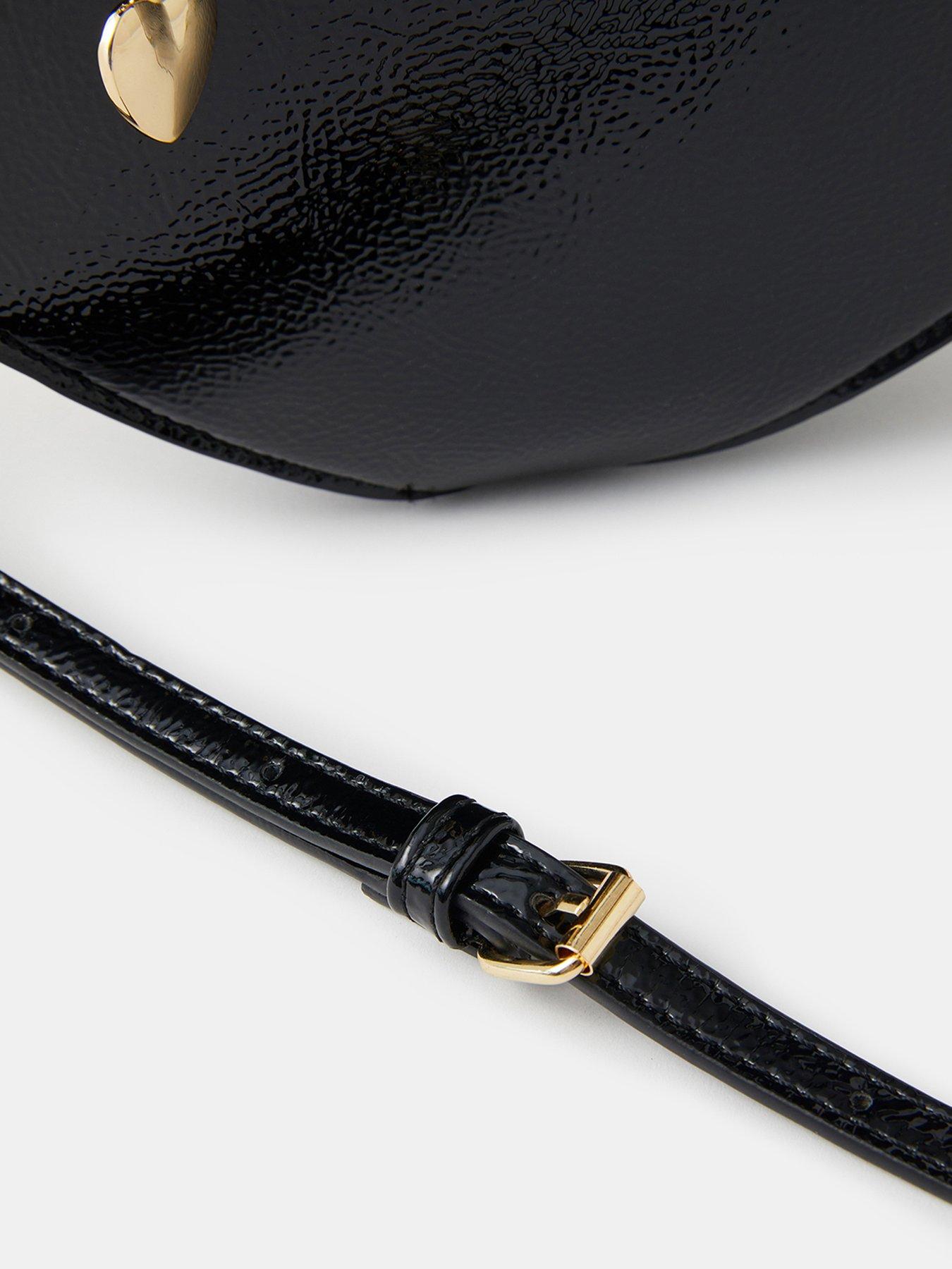 Image 4 of 5 of Accessorize Patent Heart Crossbody Handbag - Black