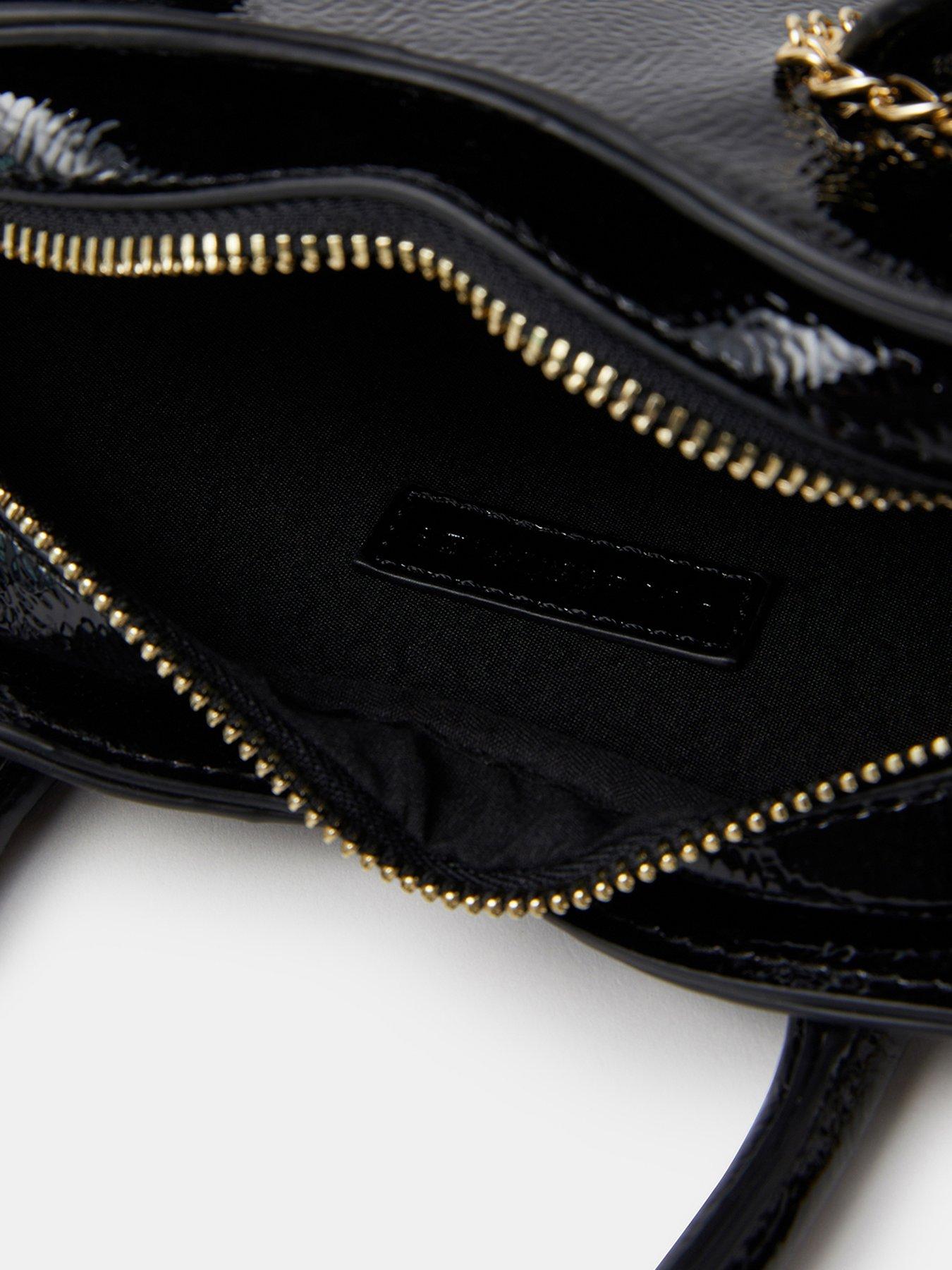 Image 5 of 5 of Accessorize Patent Heart Crossbody Handbag - Black