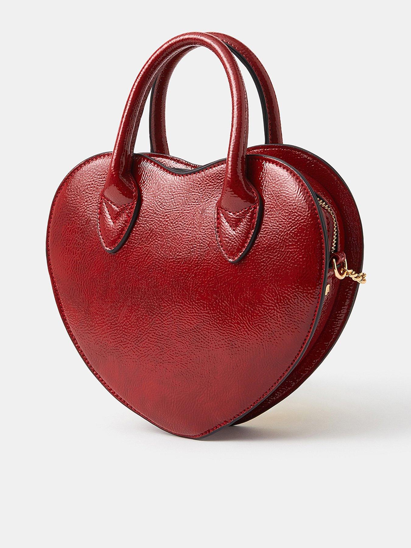 Image 3 of 5 of Accessorize Patent Heart Crossbody Handbag - Red