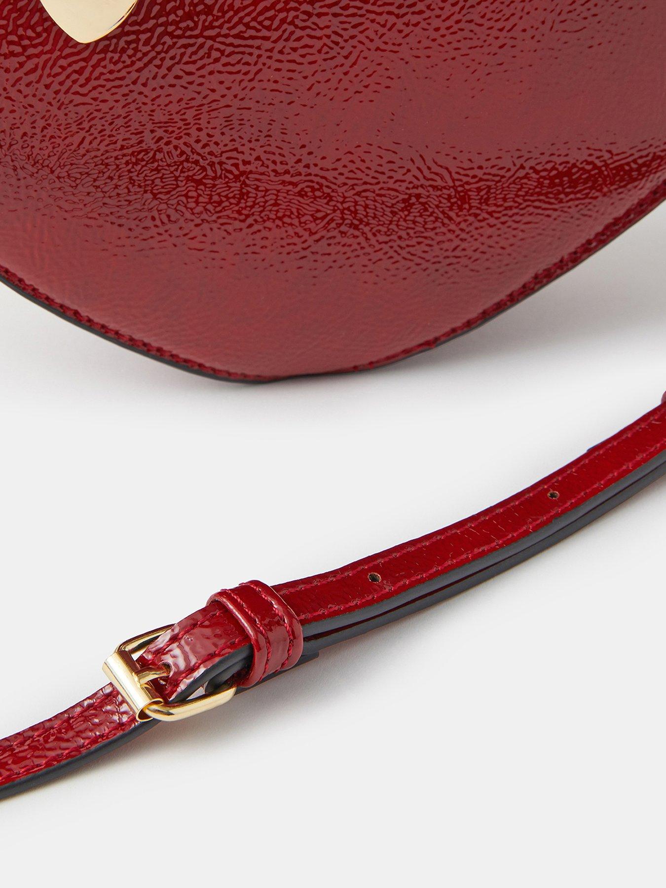 Image 4 of 5 of Accessorize Patent Heart Crossbody Handbag - Red