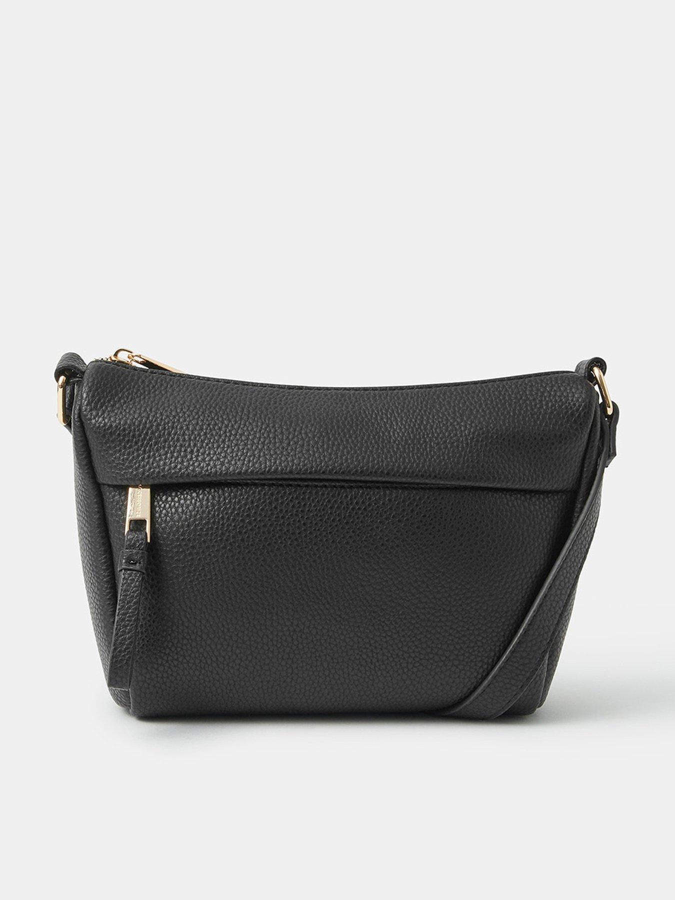 Image 1 of 5 of Accessorize Zip Front Crossbody Bag - Black