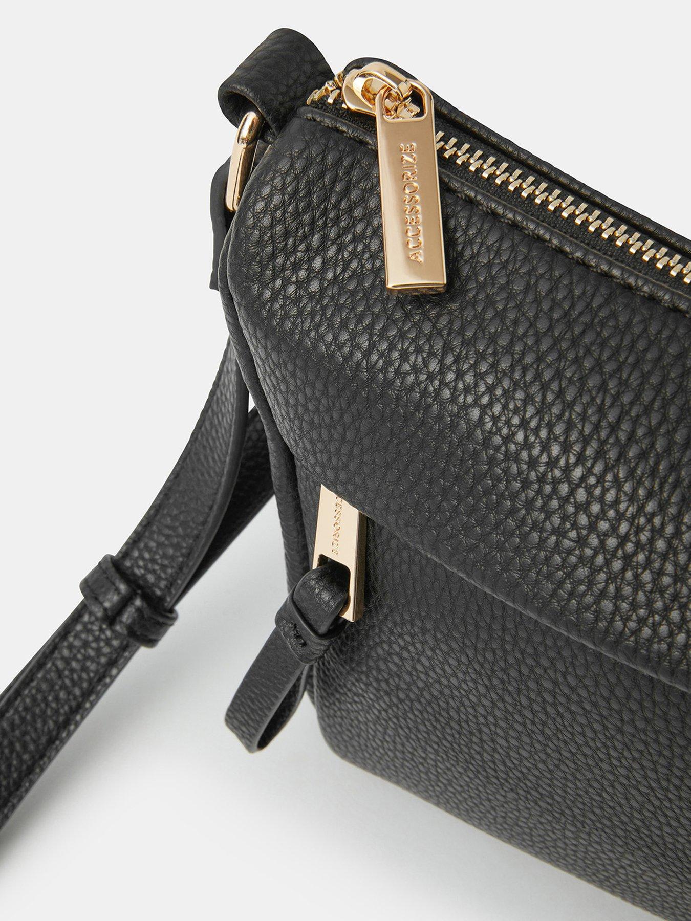 Image 4 of 5 of Accessorize Zip Front Crossbody Bag - Black