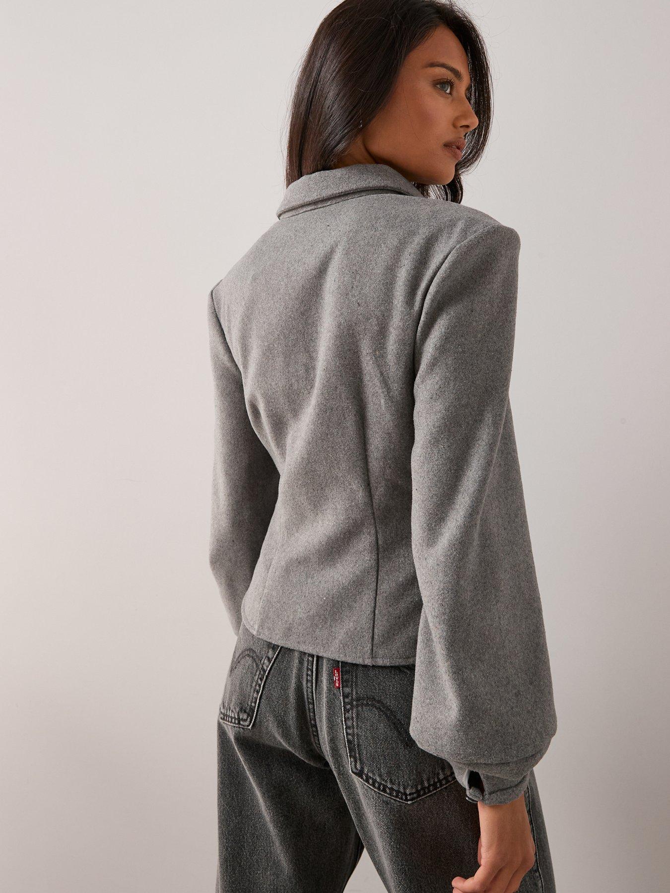  image of the-very-collection-button-up-fitted-co-ord-shirt-grey